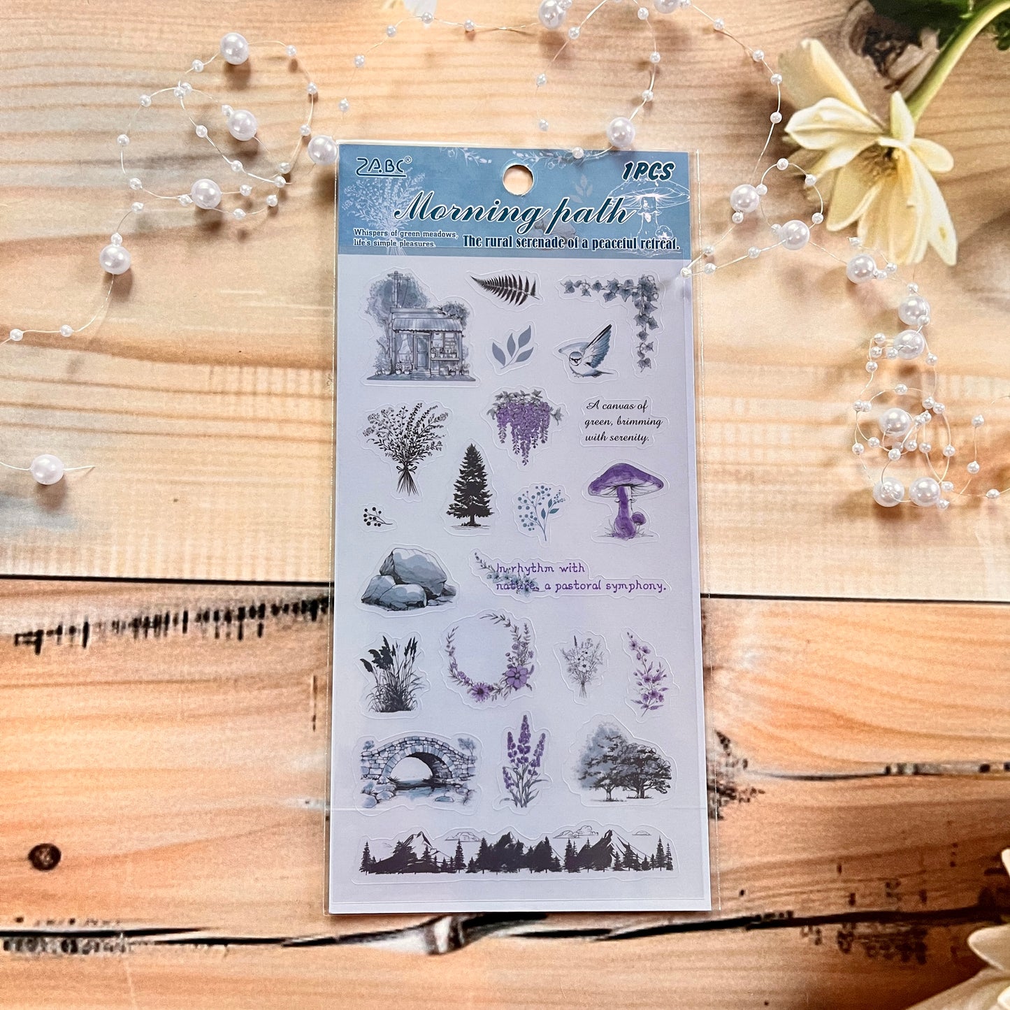 1 Sheet Graffiti Retro Cut Daily Floral Film PET Sticker Pack