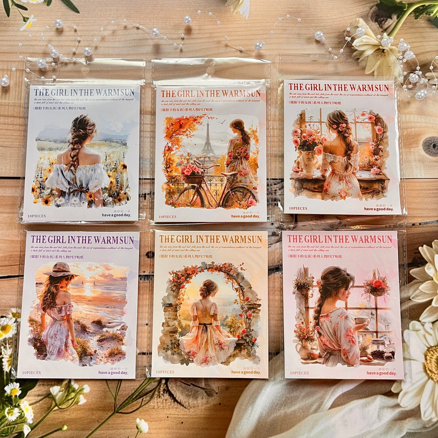 10 Pcs Girl in the Warm Sun series Character Sticker Pack