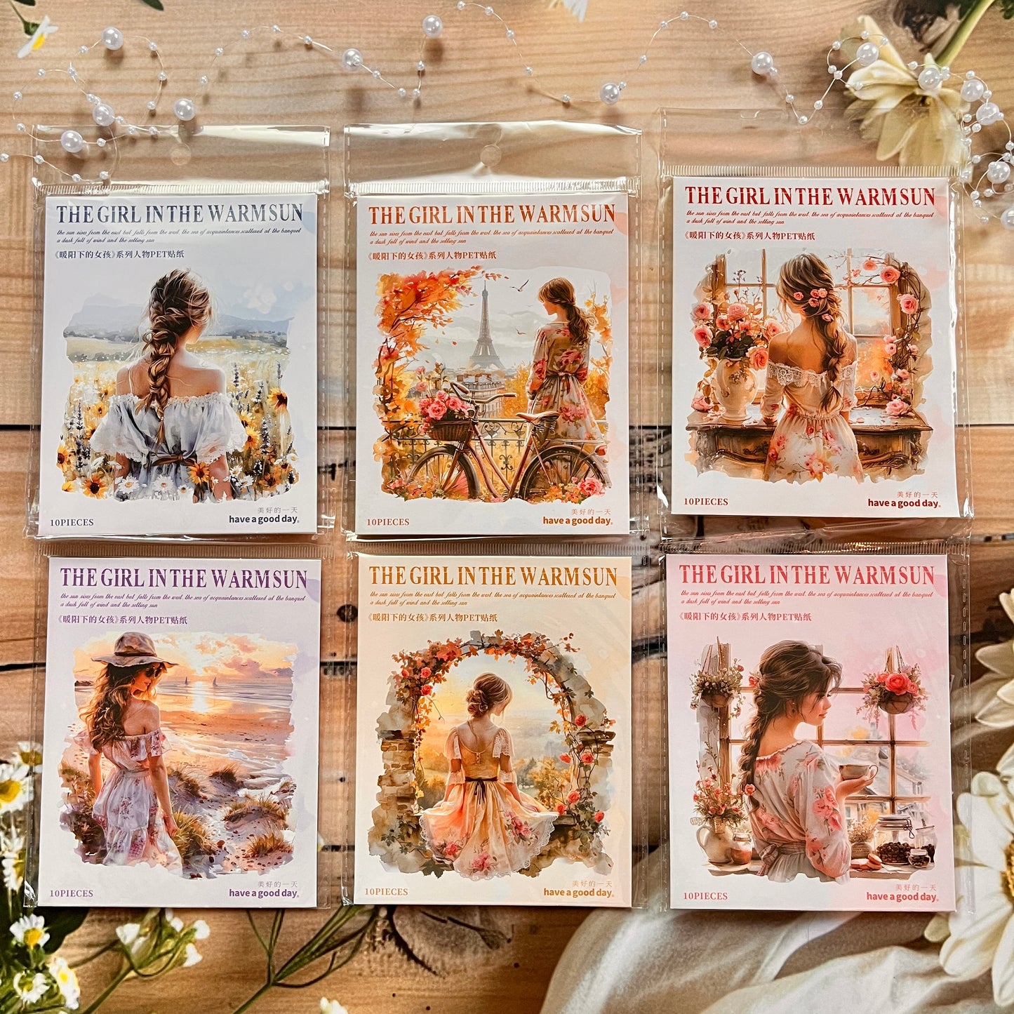 10 Pcs Girl in the Warm Sun series Character Sticker Pack