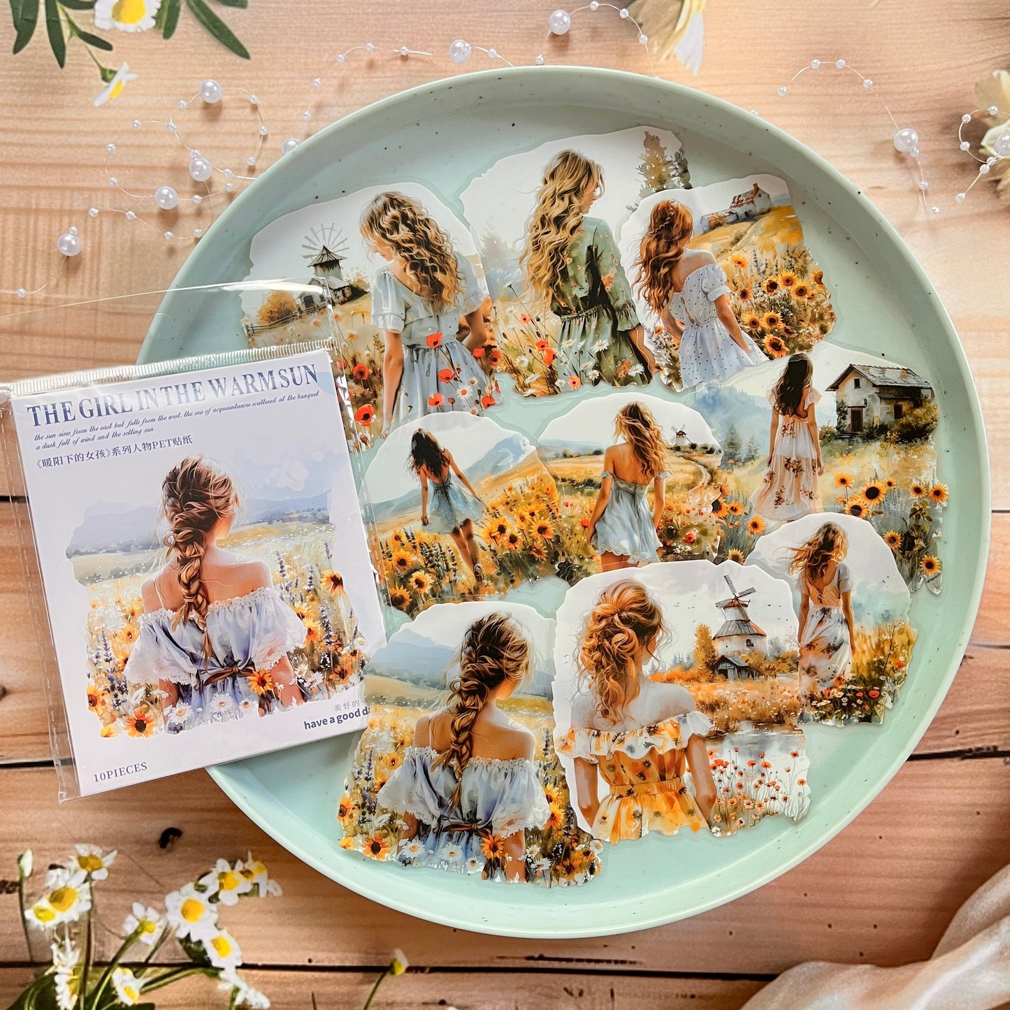 10 Pcs Girl in the Warm Sun series Character Sticker Pack