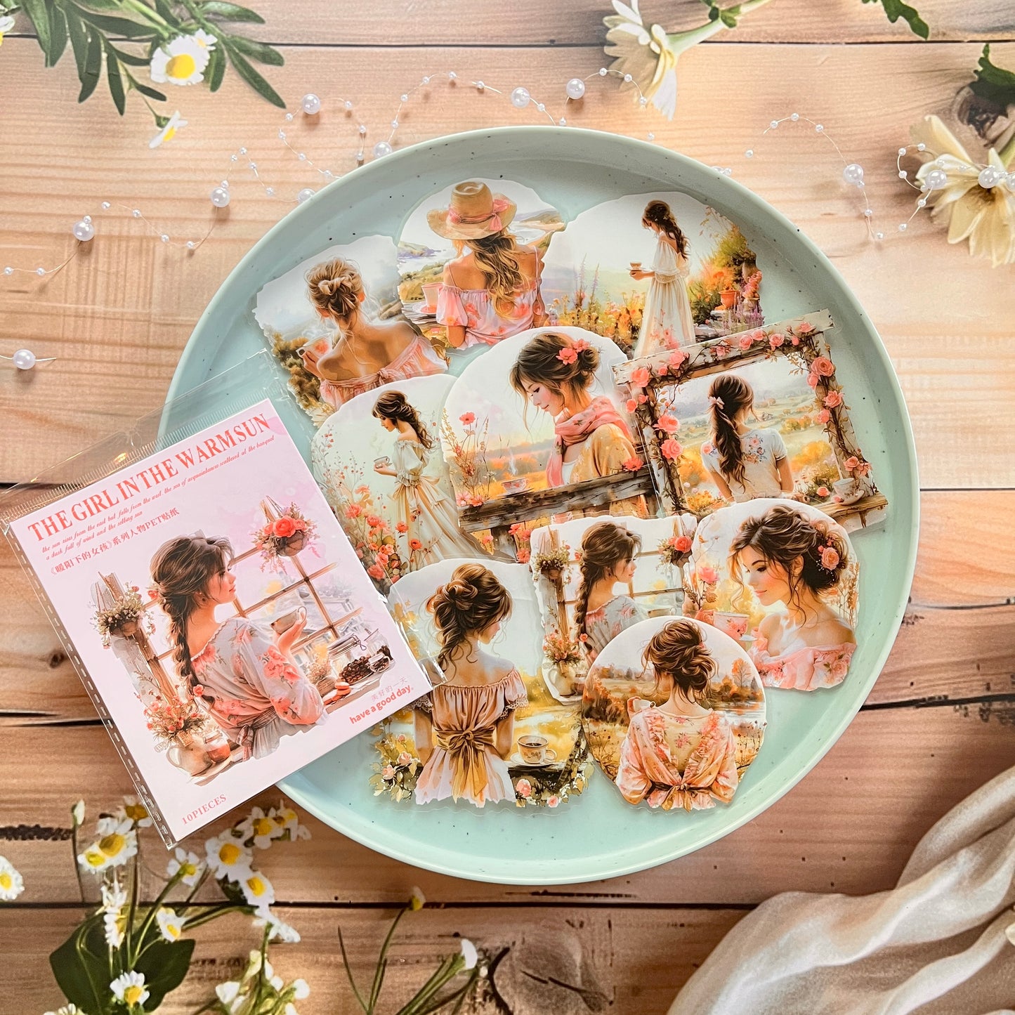 10 Pcs Girl in the Warm Sun series Character Sticker Pack