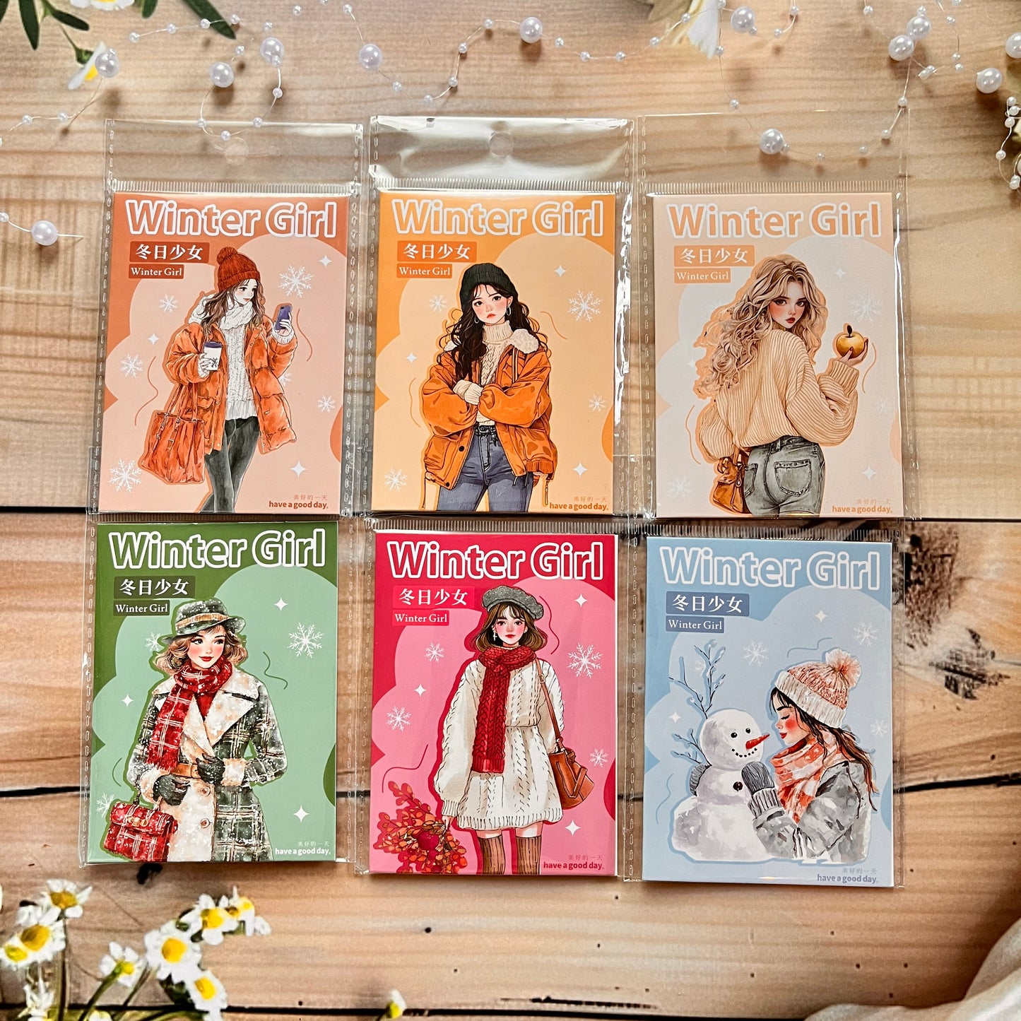 20 Pcs Winter Girl Series pet sticker pack for Journaling