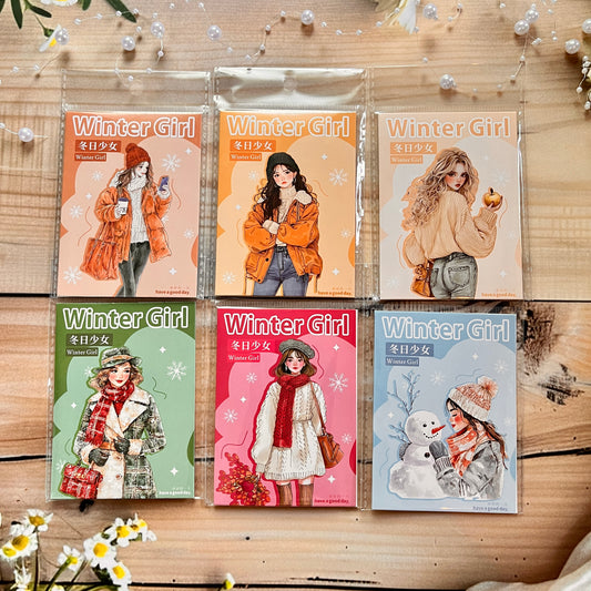 20 Pcs Winter Girl Series pet sticker pack for Journaling