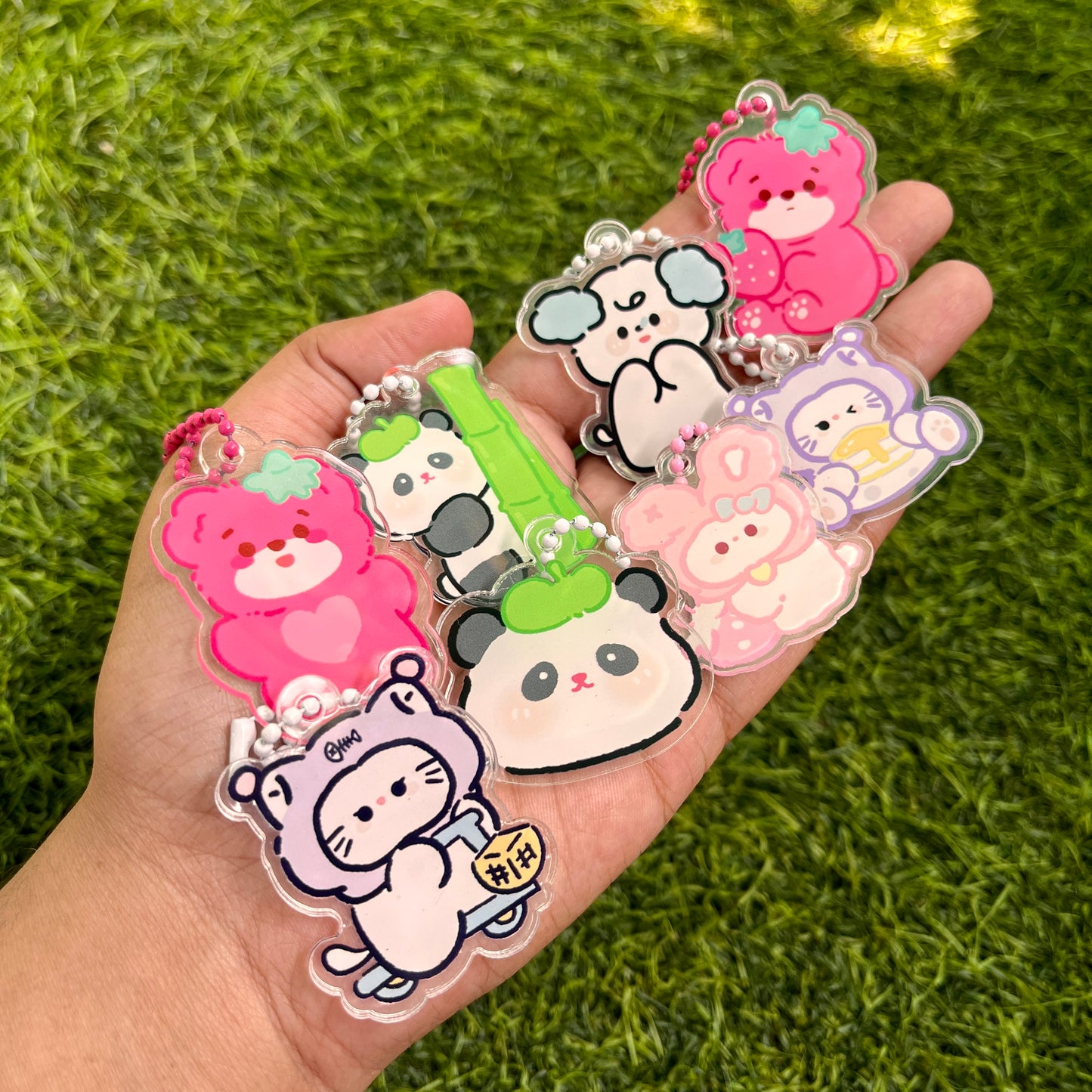 1 Pc Cute Cartoon Acrylic Pendant Decoration Keychain charms