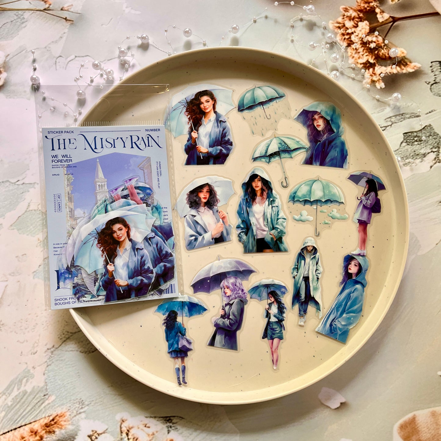 30 Pcs The Misty Rain Is Long Series Vintage Character Sticker Pack