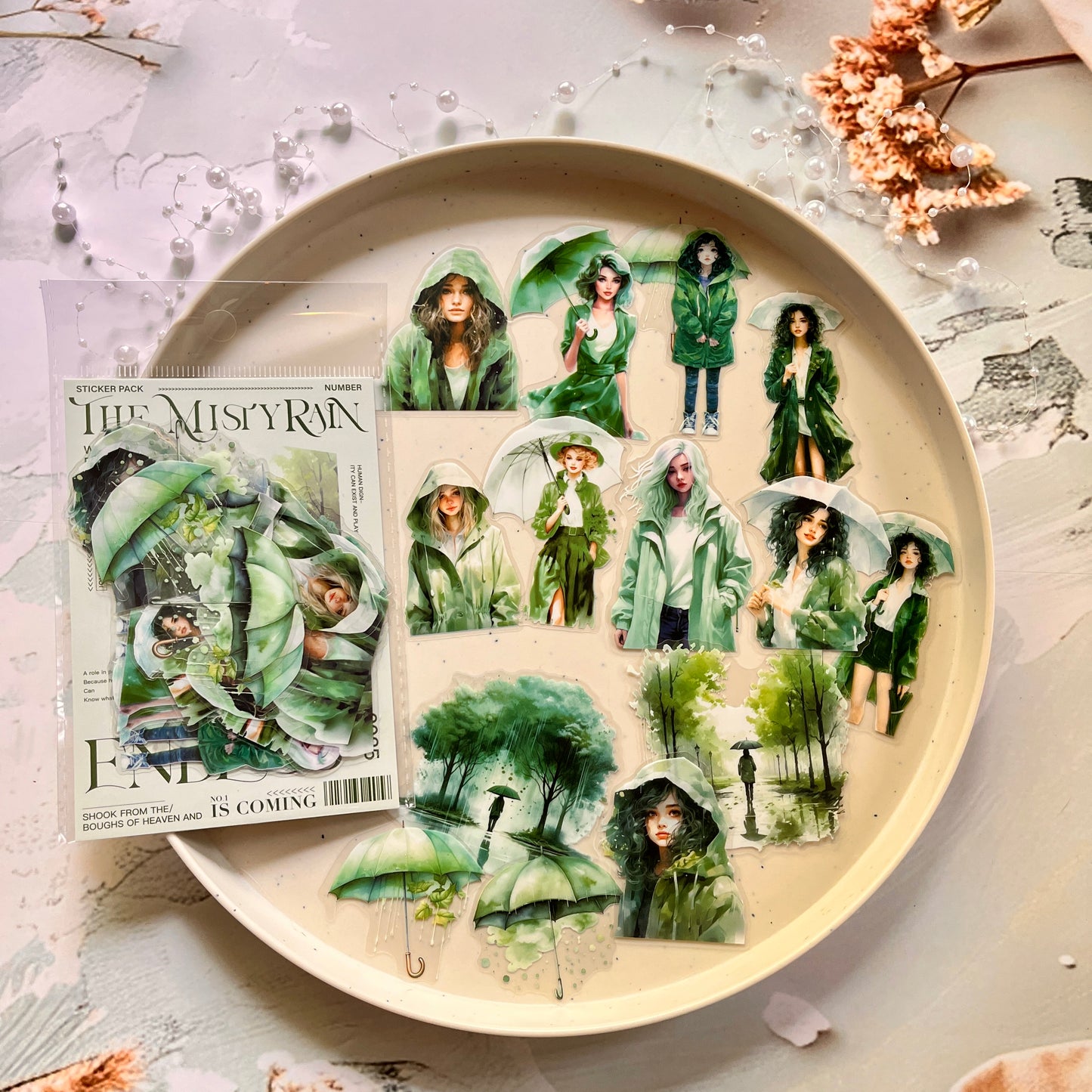 30 Pcs The Misty Rain Is Long Series Vintage Character Sticker Pack