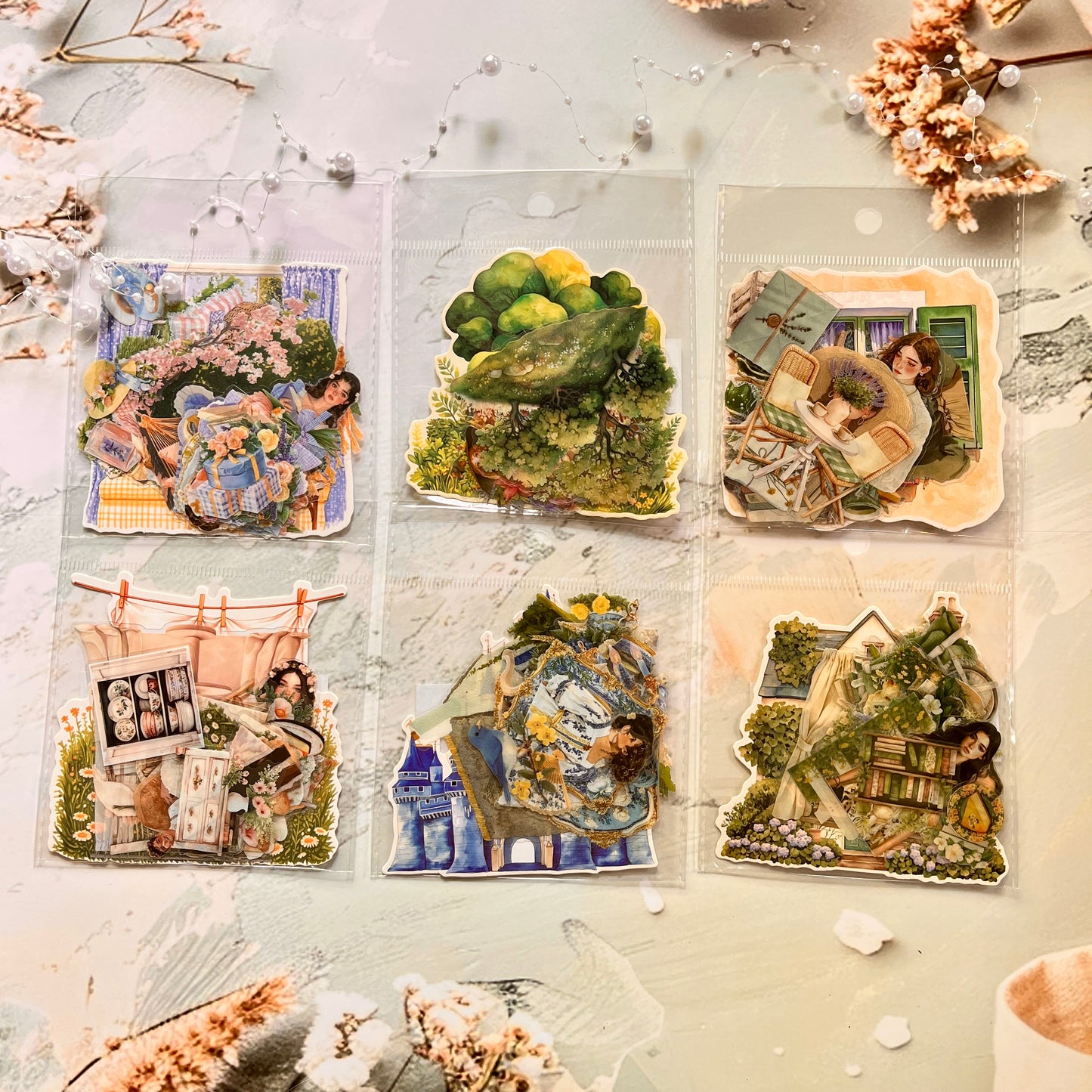 25 Pcs Warm Sunshine Series Vintage Plant Flower Character Landscape stickers