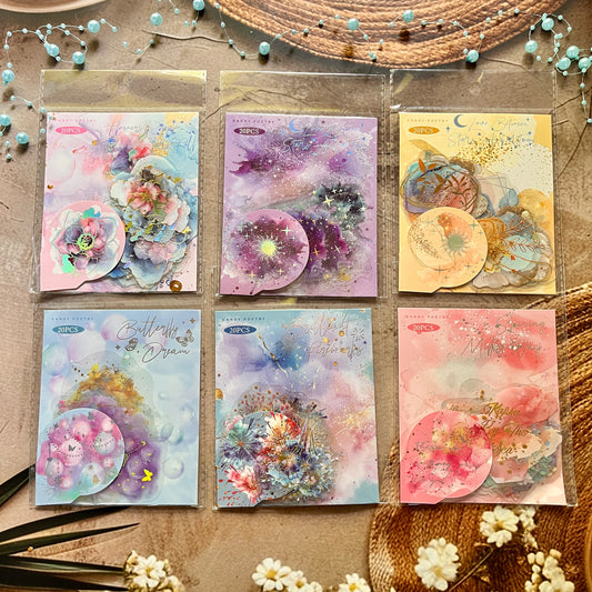 20 Pcs Flowing Light Dream Series Retro Dreamy Watercolor Stickers