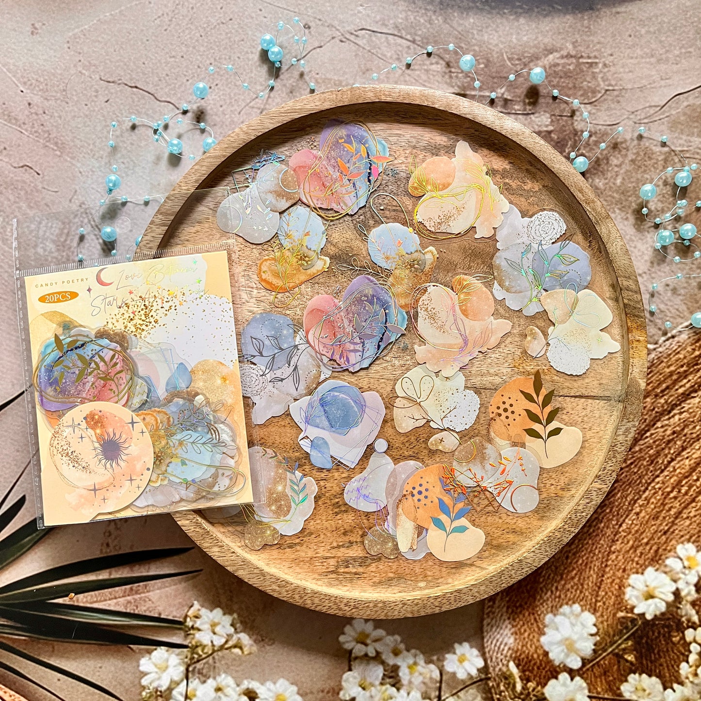 20 Pcs Flowing Light Dream Series Retro Dreamy Watercolor Stickers