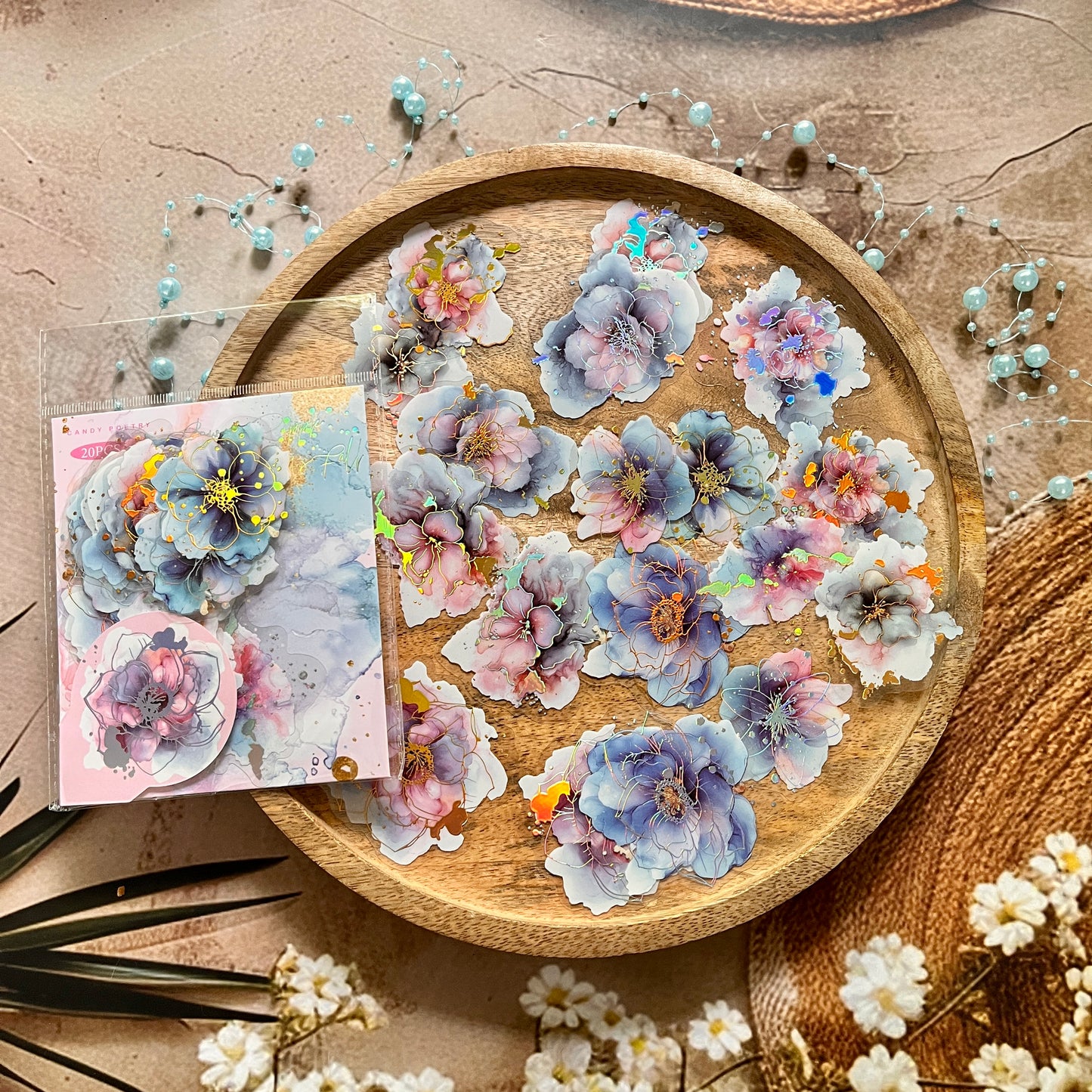 20 Pcs Flowing Light Dream Series Retro Dreamy Watercolor Stickers