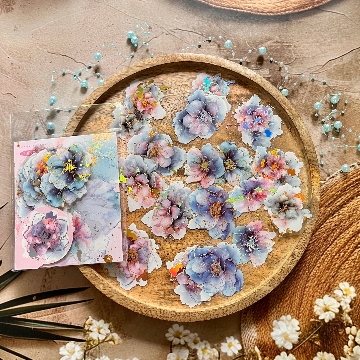 20 Pcs Flowing Light Dream Series Retro Dreamy Watercolor Stickers