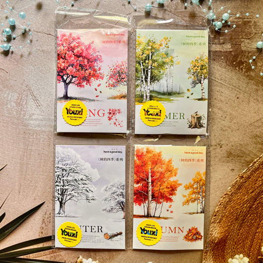 50 Pcs Tree Seasons Series Tree Scenery Stickers