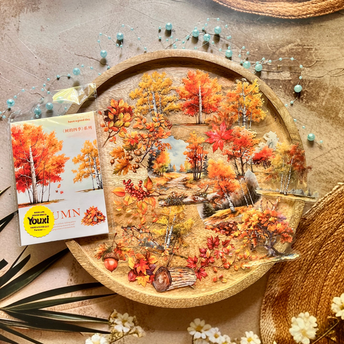 50 Pcs Tree Seasons Series Tree Scenery Stickers