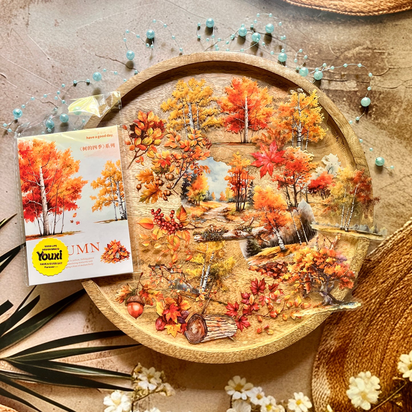 50 Pcs Tree Seasons Series Tree Scenery Stickers