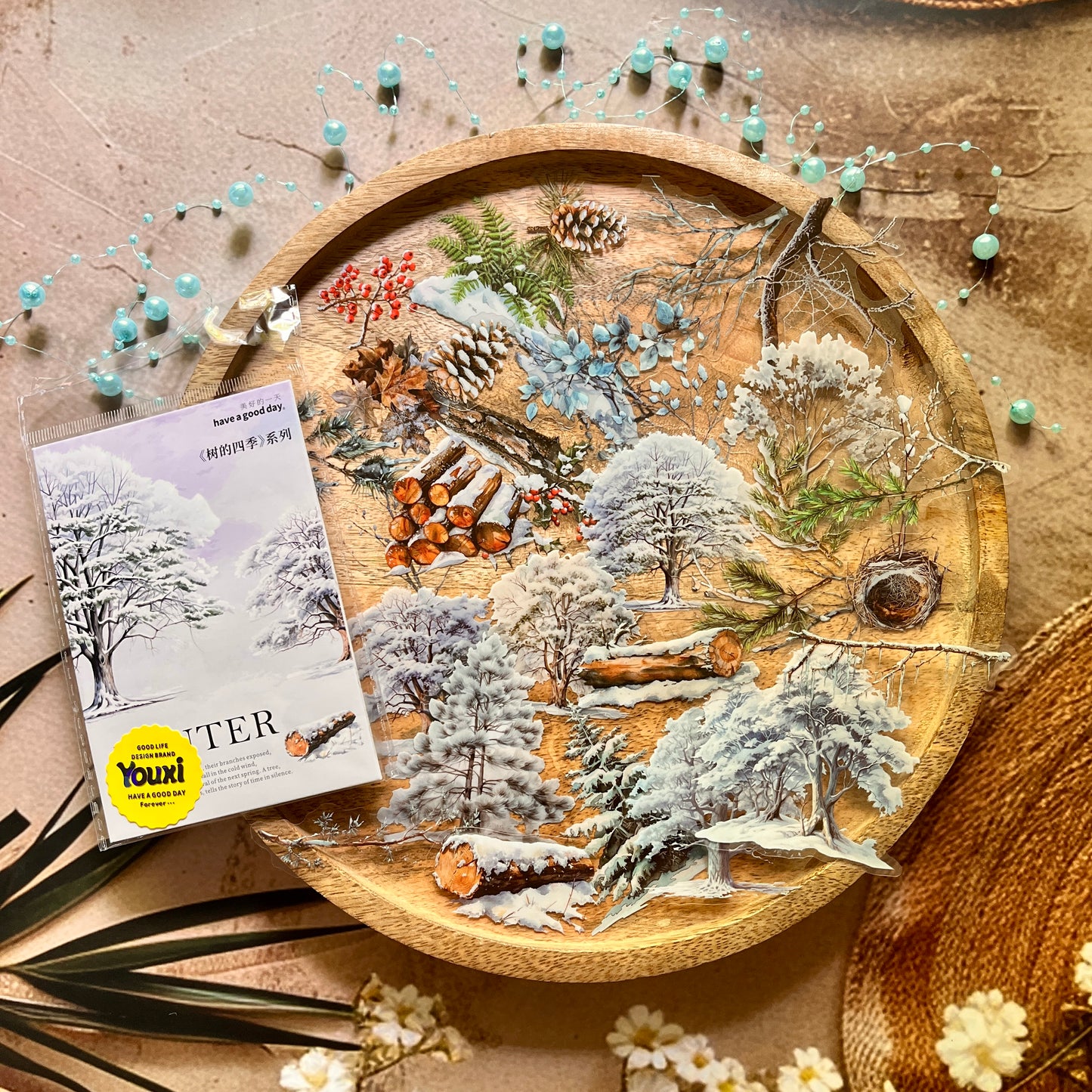 50 Pcs Tree Seasons Series Tree Scenery Stickers