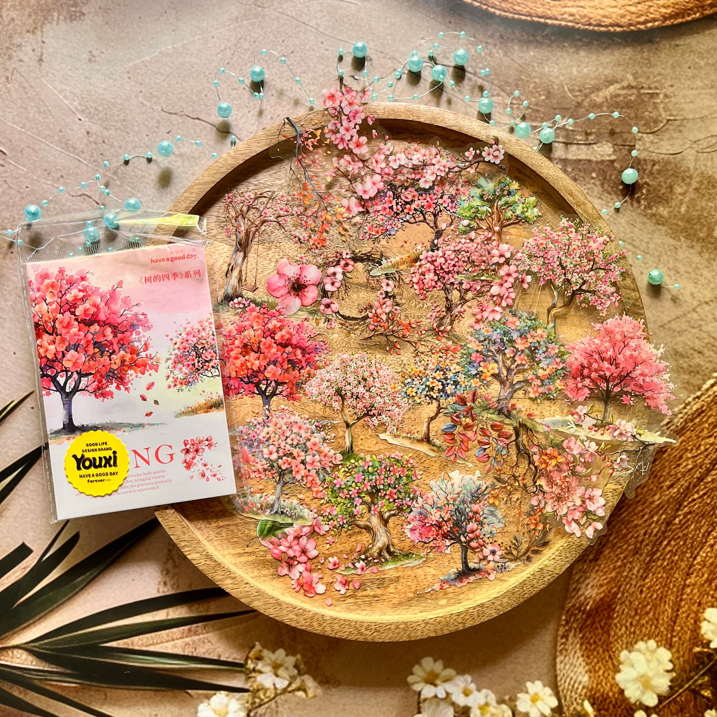 50 Pcs Tree Seasons Series Tree Scenery Stickers
