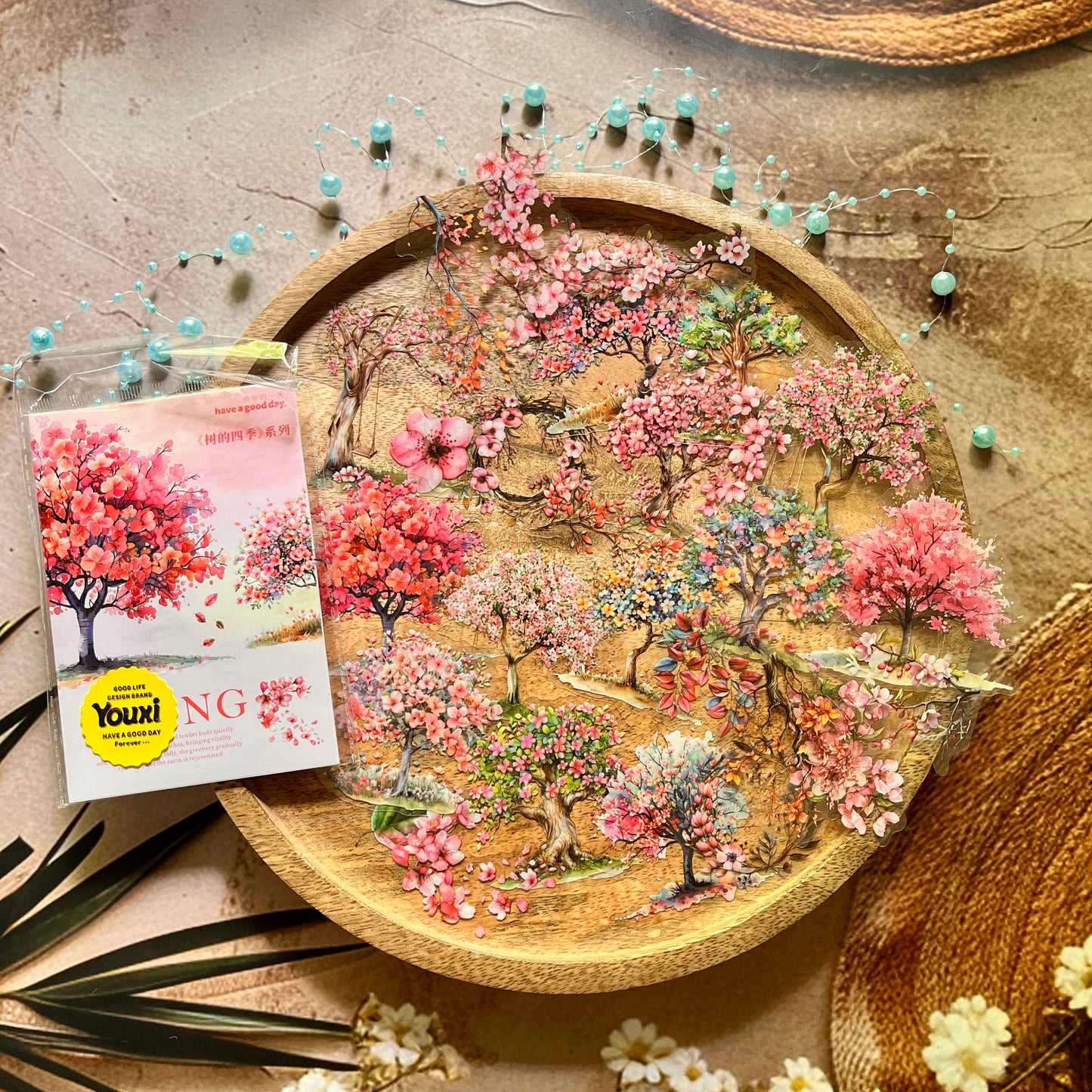 50 Pcs Tree Seasons Series Tree Scenery Stickers