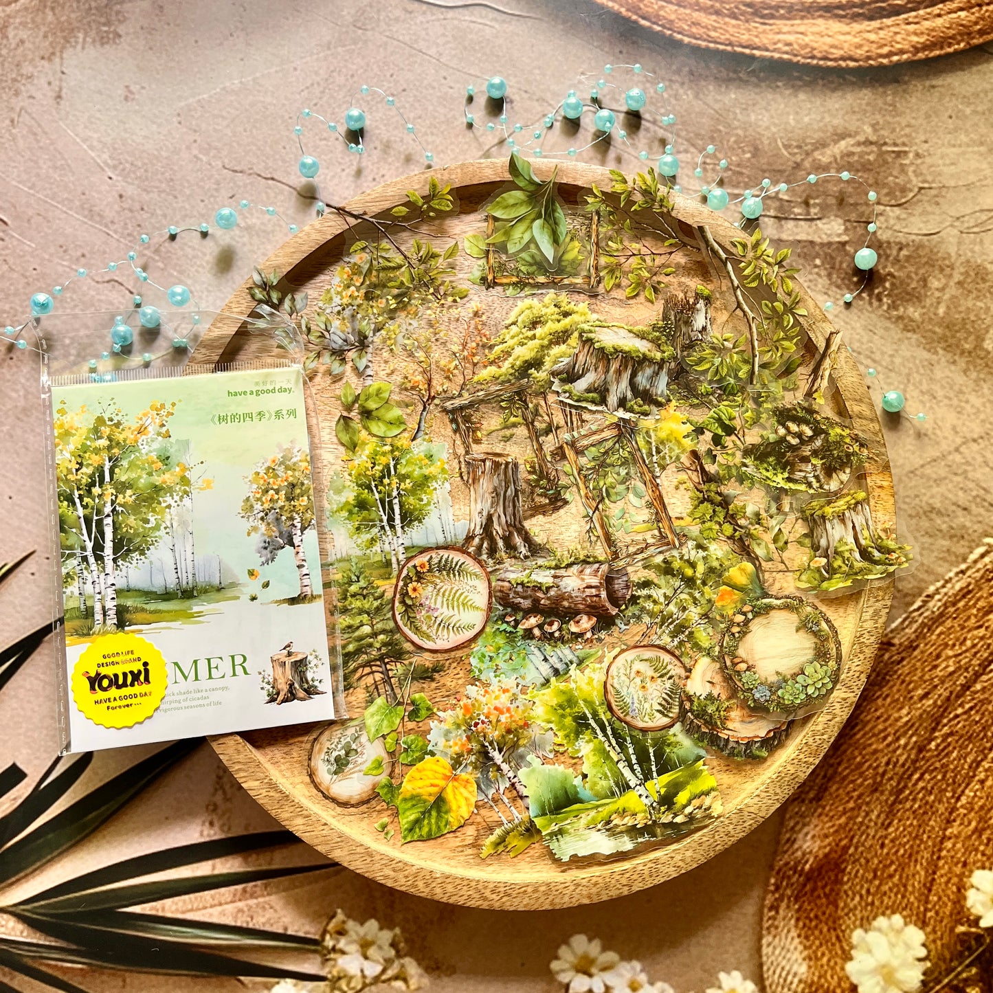 50 Pcs Tree Seasons Series Tree Scenery Stickers