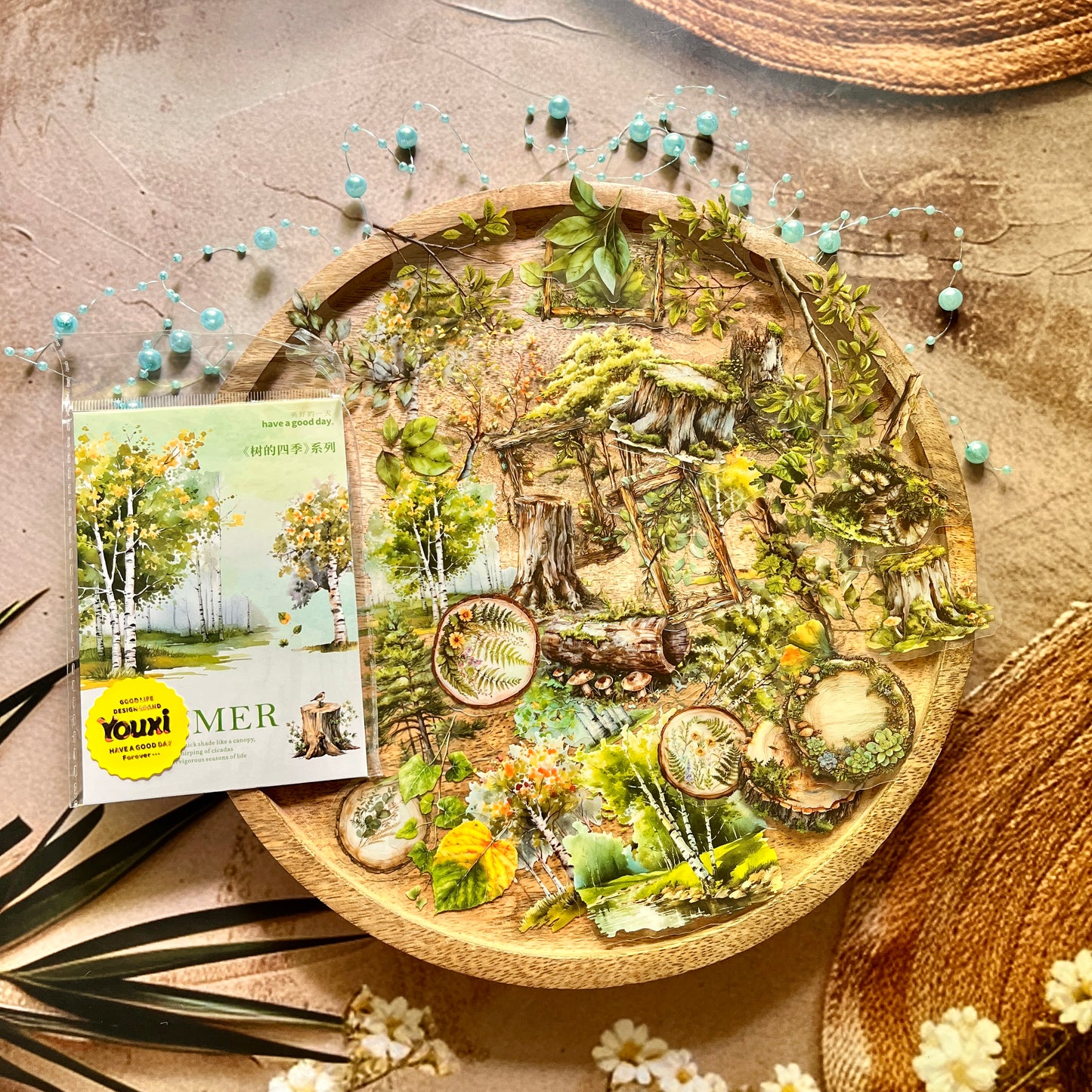 50 Pcs Tree Seasons Series Tree Scenery Stickers