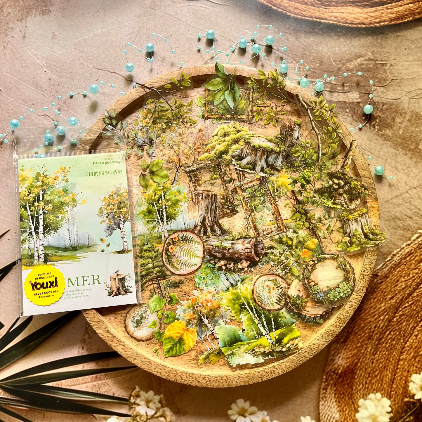 50 Pcs Tree Seasons Series Tree Scenery Stickers