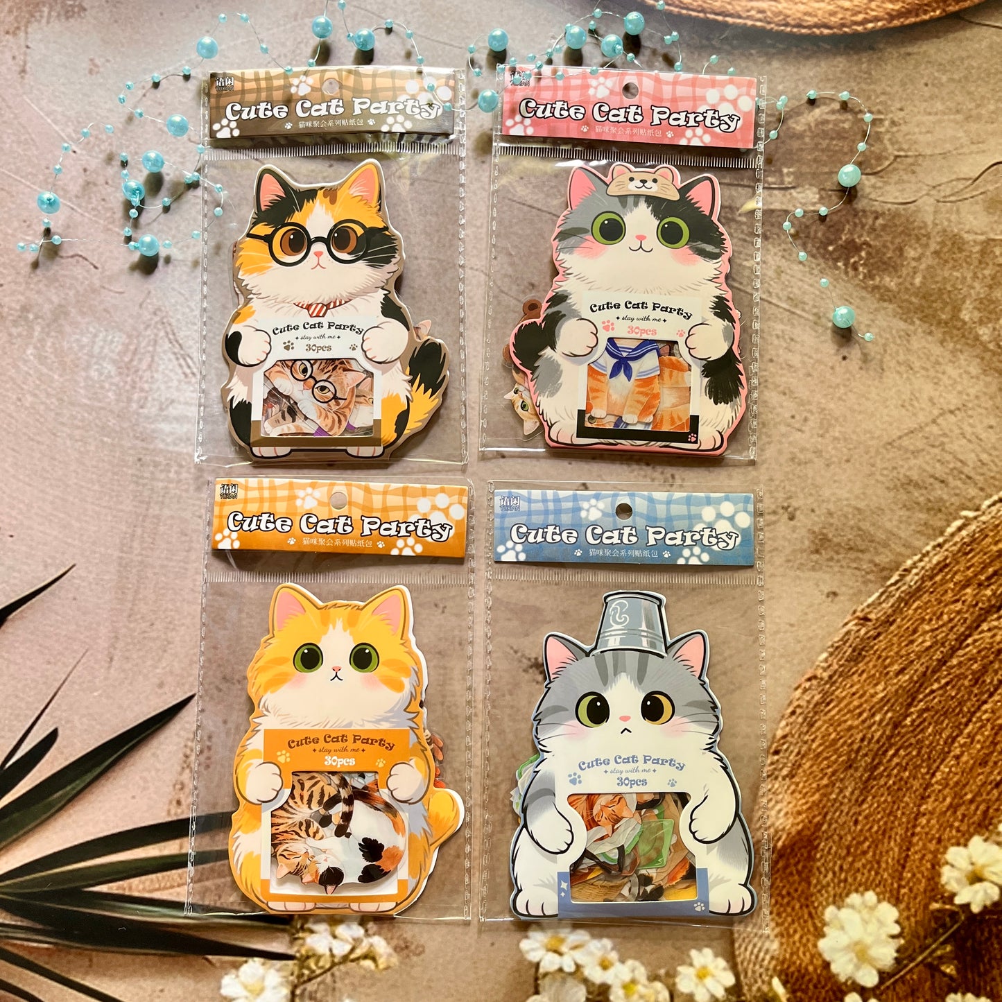 24 Pcs Cat Party Cute Pet Stickers