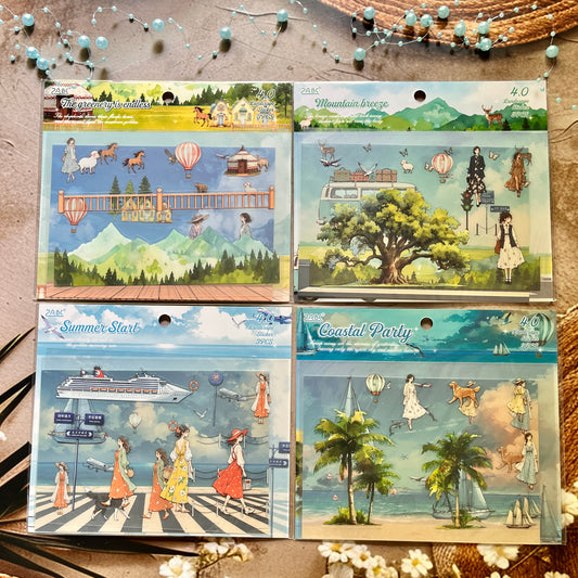3pcs/pack Long Holiday Matte PET Landscape Stickers