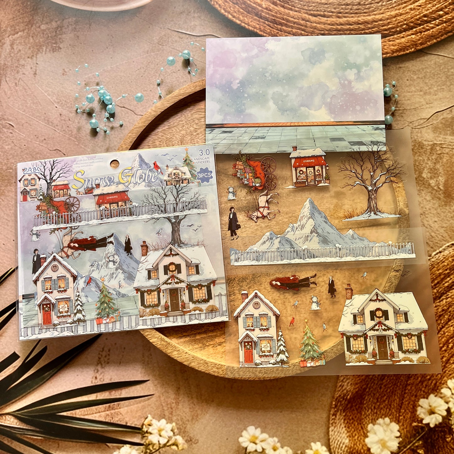 3pcs/pack Patrol Season Illustrated Scenic Stickers