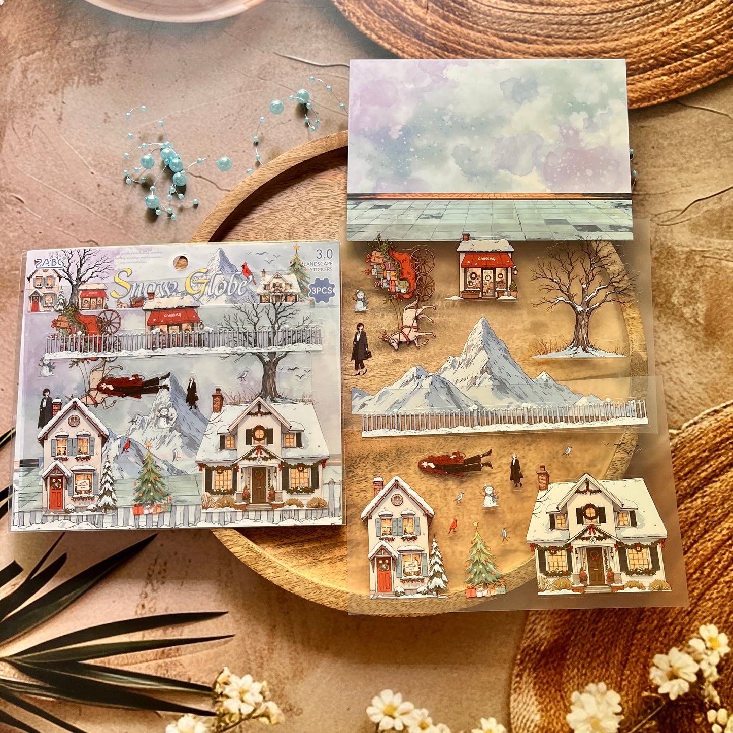3pcs/pack Patrol Season Illustrated Scenic Stickers