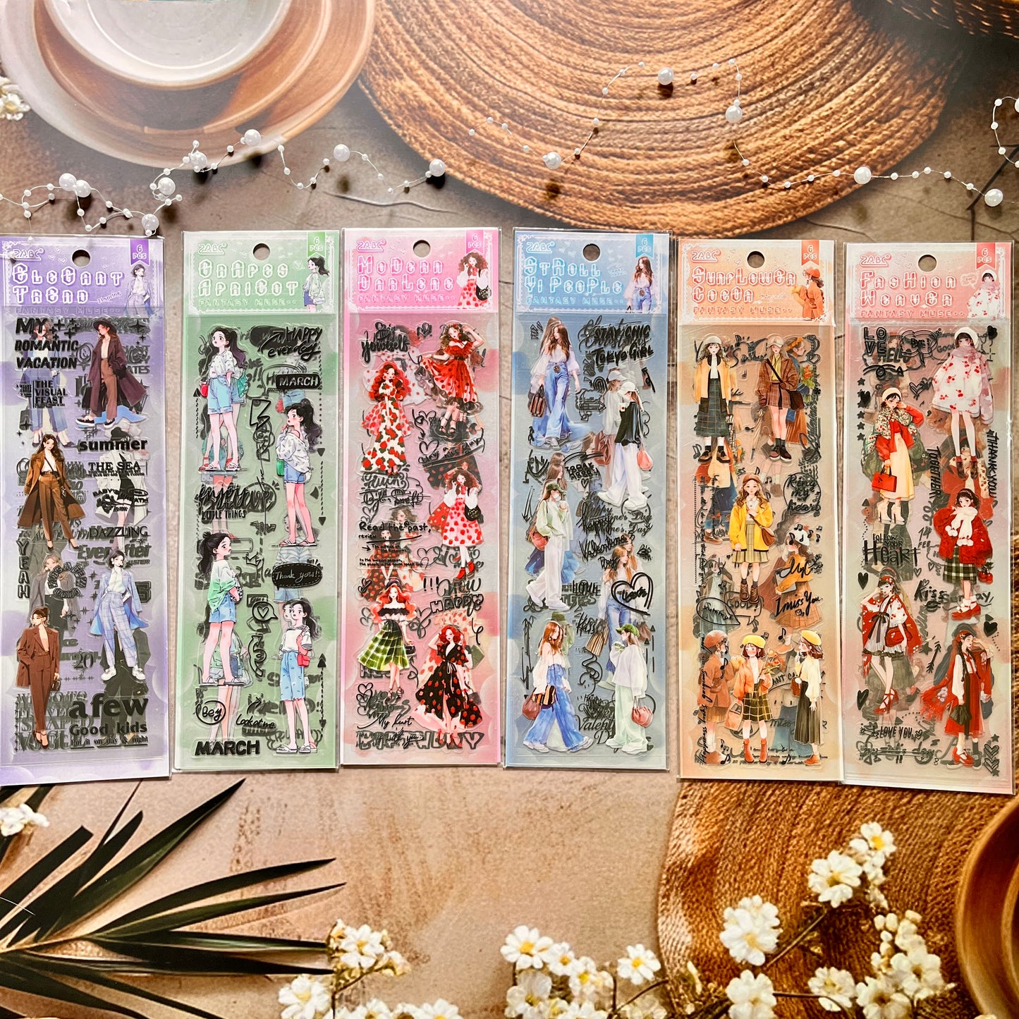 6 Sheets Beauty Muse Character Girl Stickers