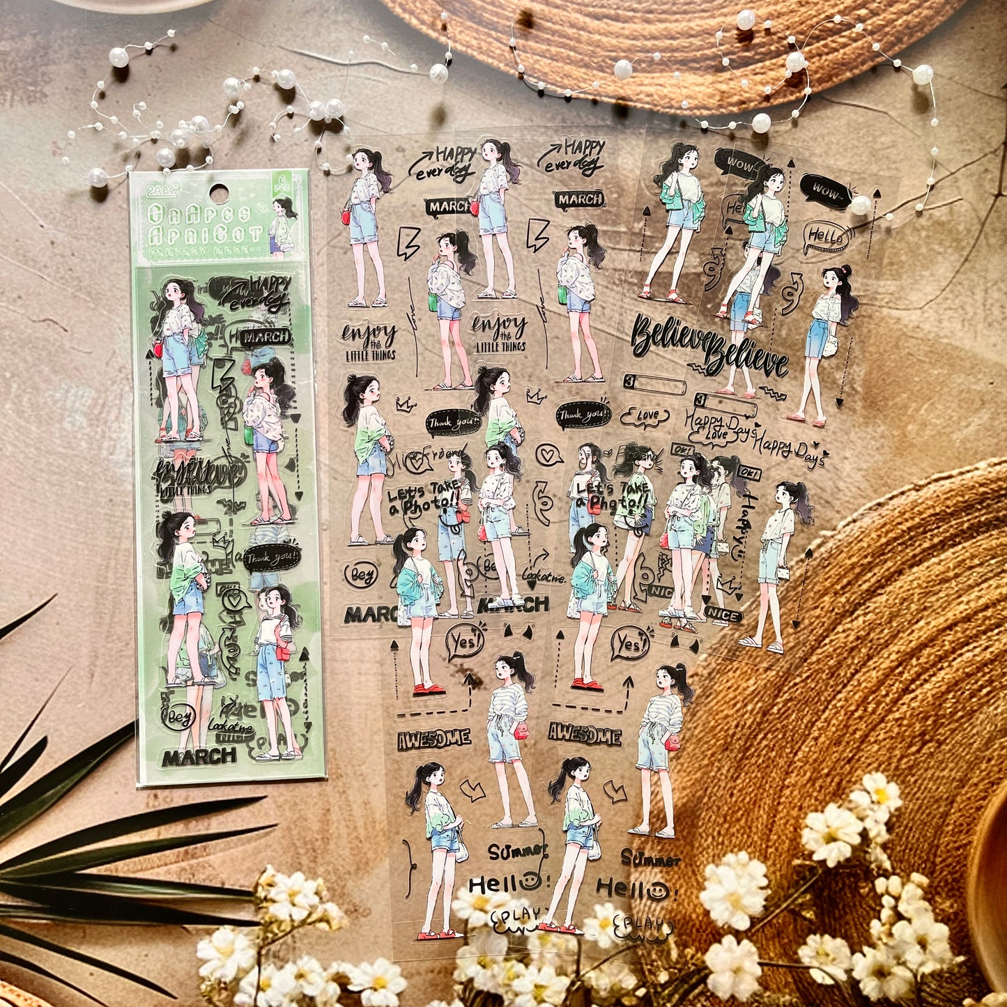 6 Sheets Beauty Muse Character Girl Stickers
