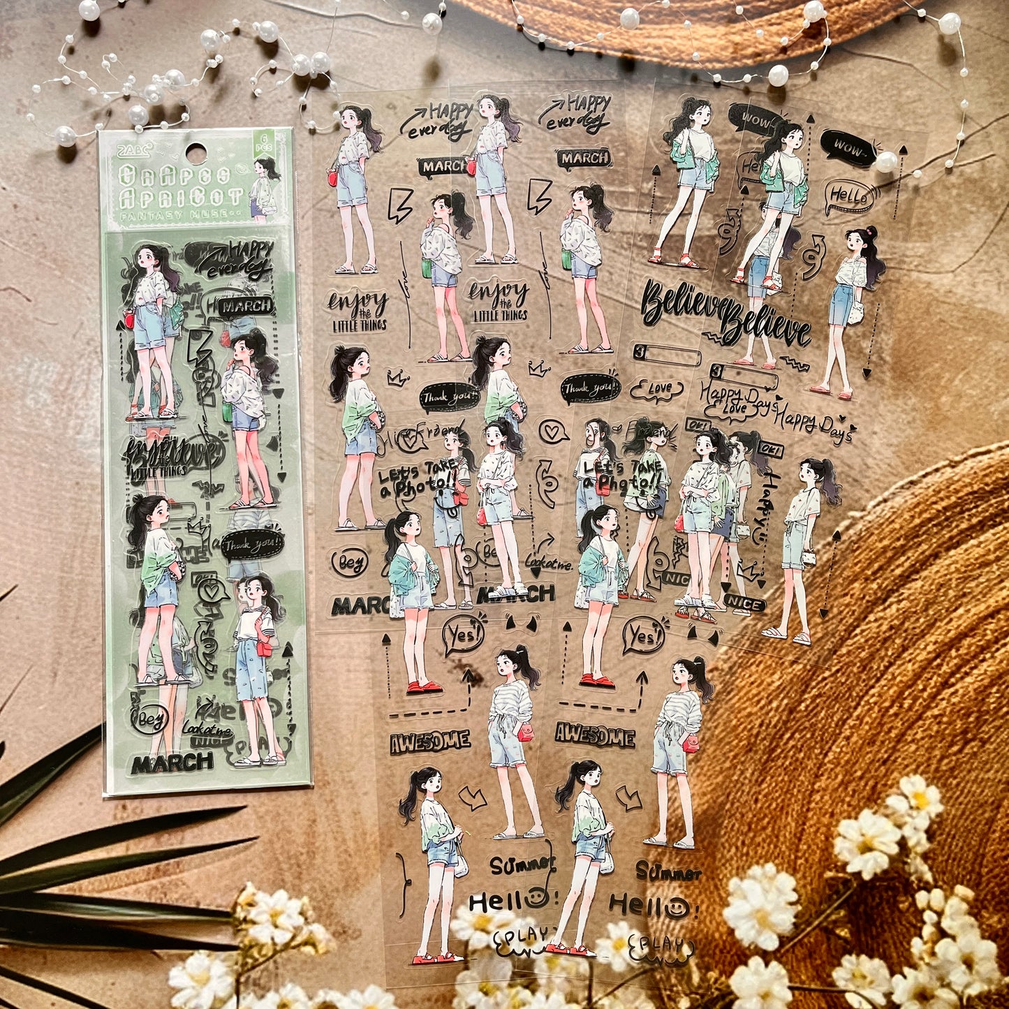 6 Sheets Beauty Muse Character Girl Stickers
