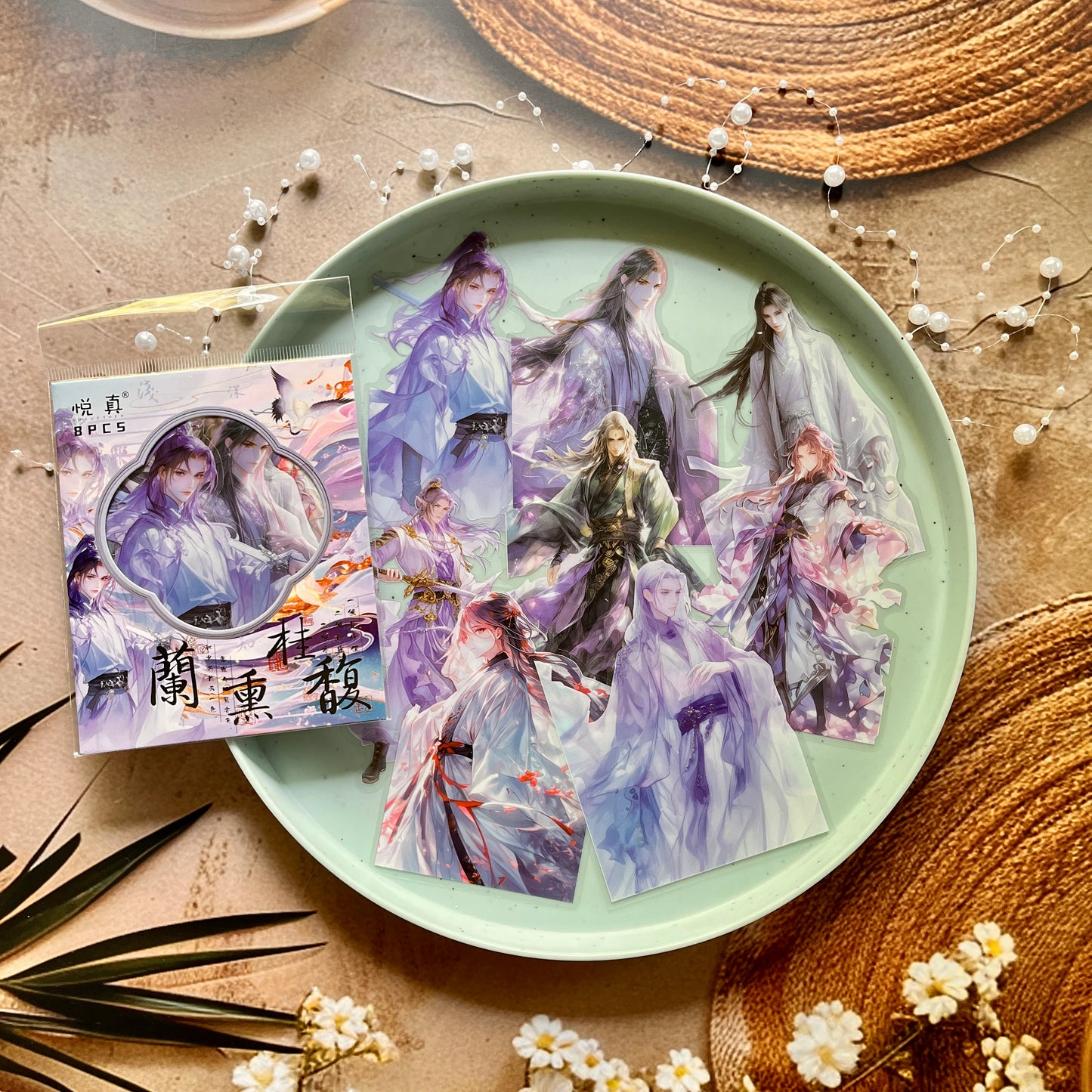 10pcs Clear Wind and Moon Creative Ancient Style Sticker Pack