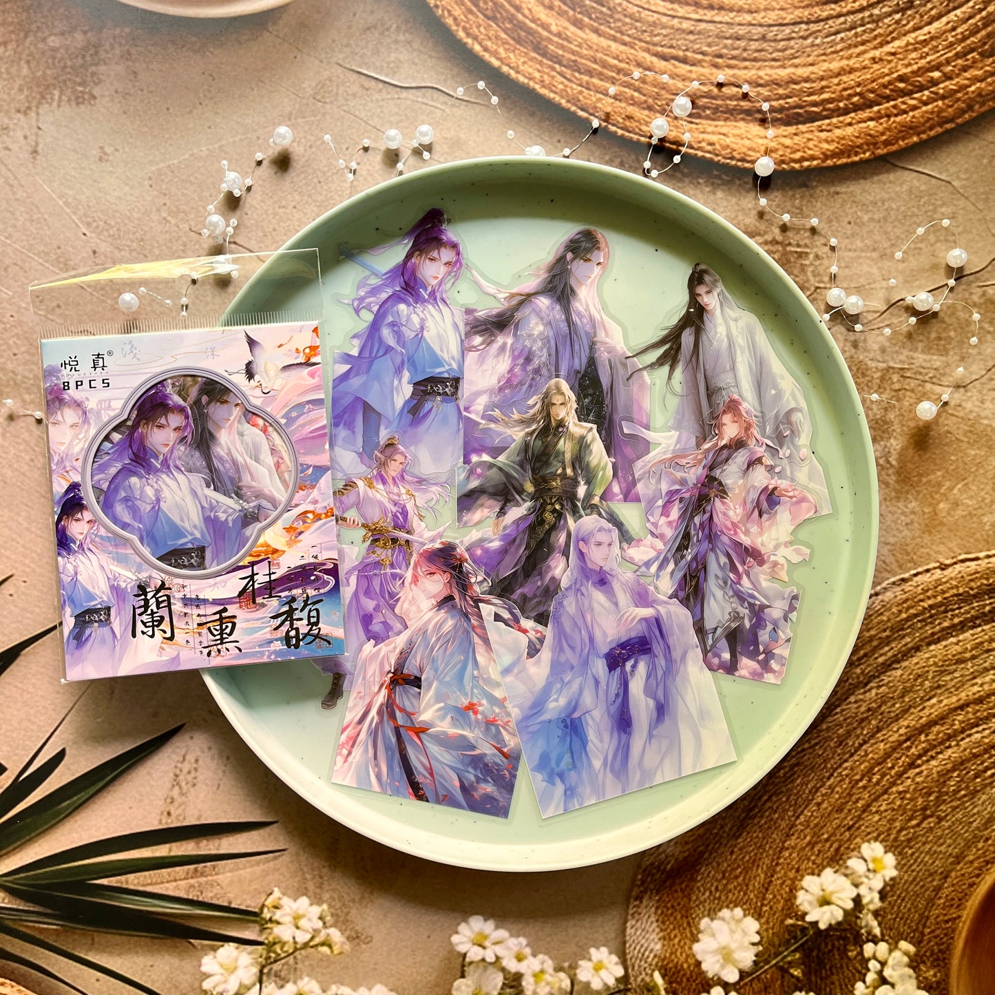 10pcs Clear Wind and Moon Creative Ancient Style Sticker Pack