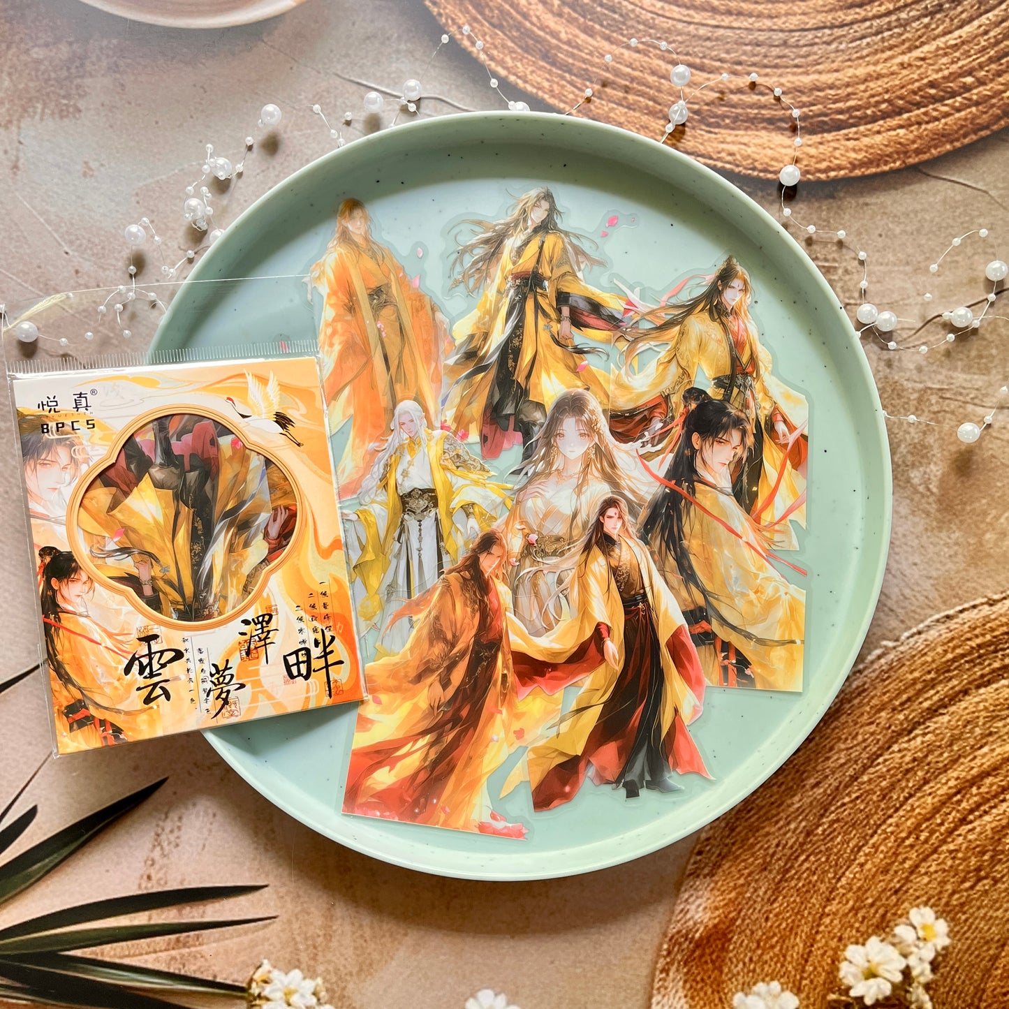 10pcs Clear Wind and Moon Creative Ancient Style Sticker Pack