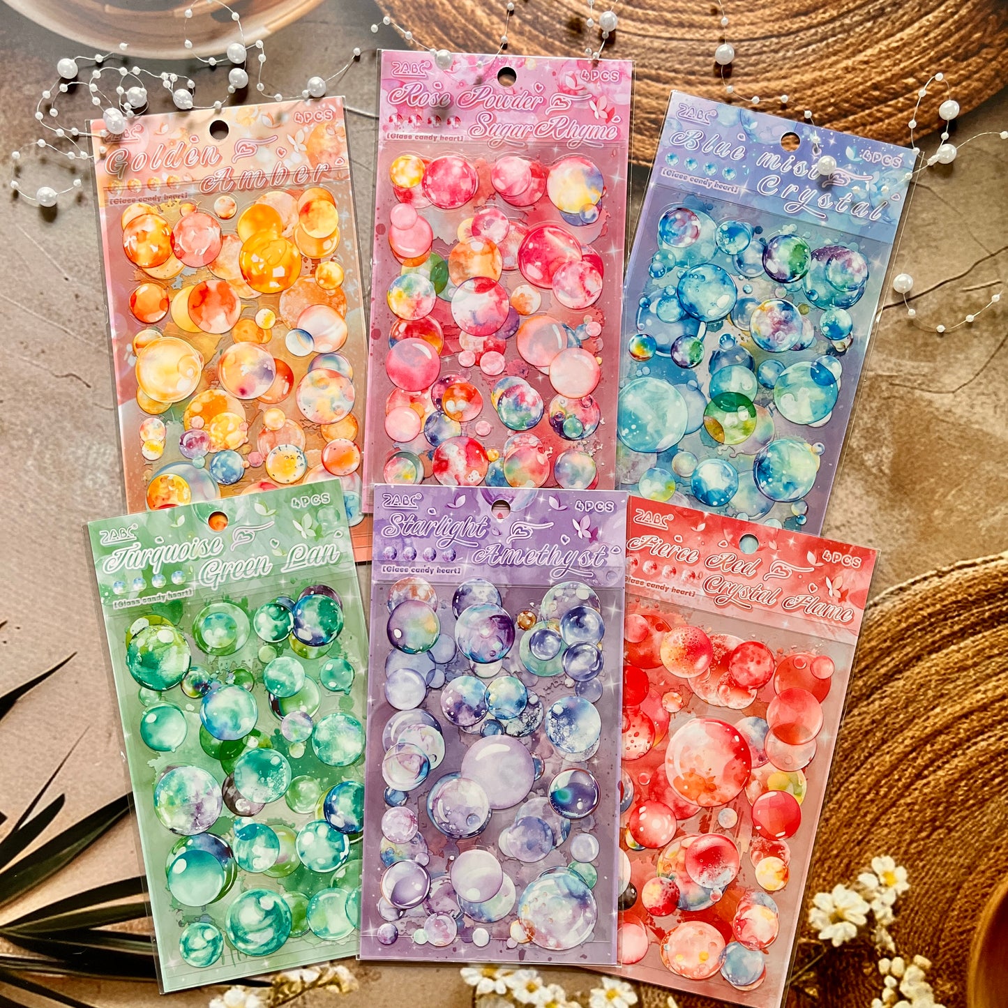 4 Sheets Glazed Sugar Hearts Pet Handbook Cut Film Creative Stickers