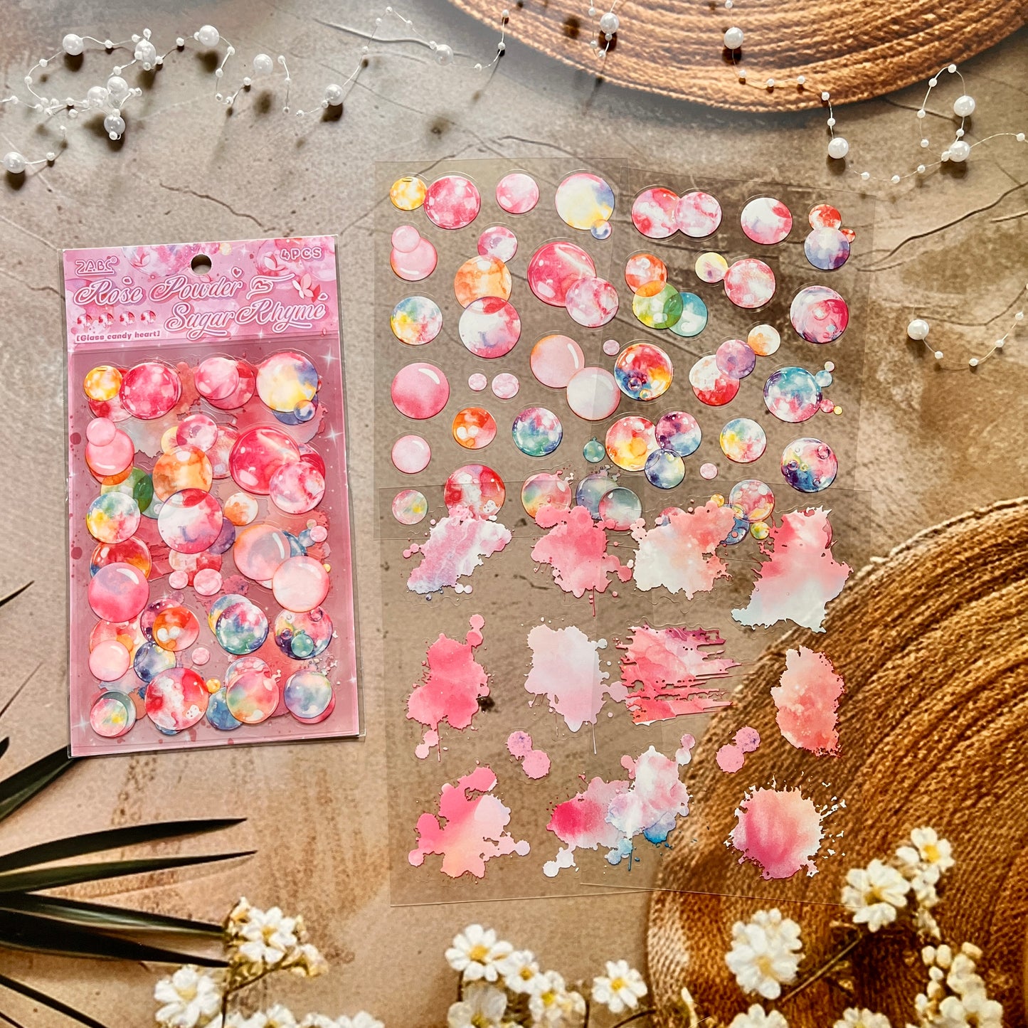 4 Sheets Glazed Sugar Hearts Pet Handbook Cut Film Creative Stickers
