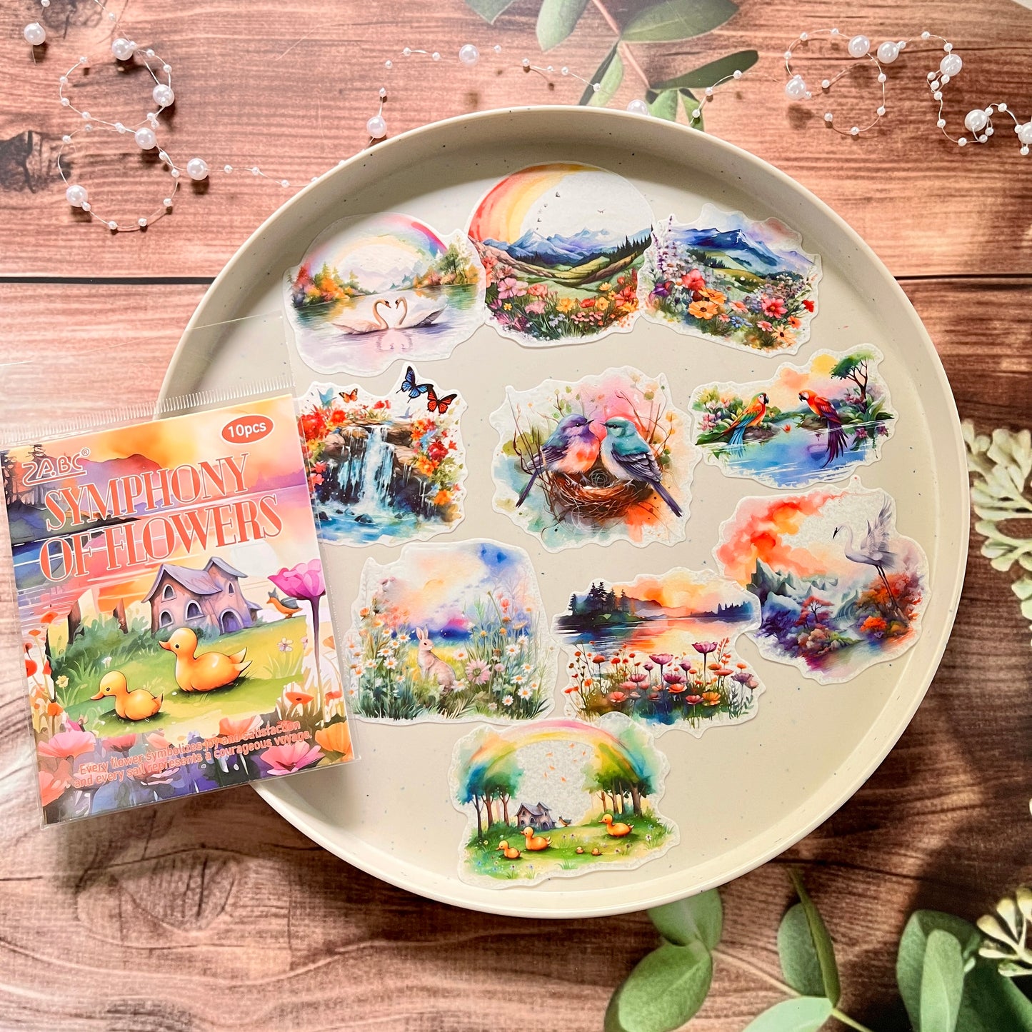 10 sheets/pack Flower Sea Boating Scenery Sticker Pack