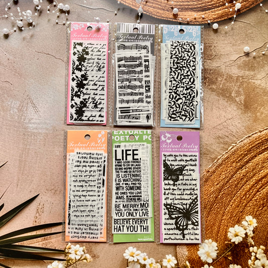 10 Sheets Textual Poetry Series Foam Sticker Pack