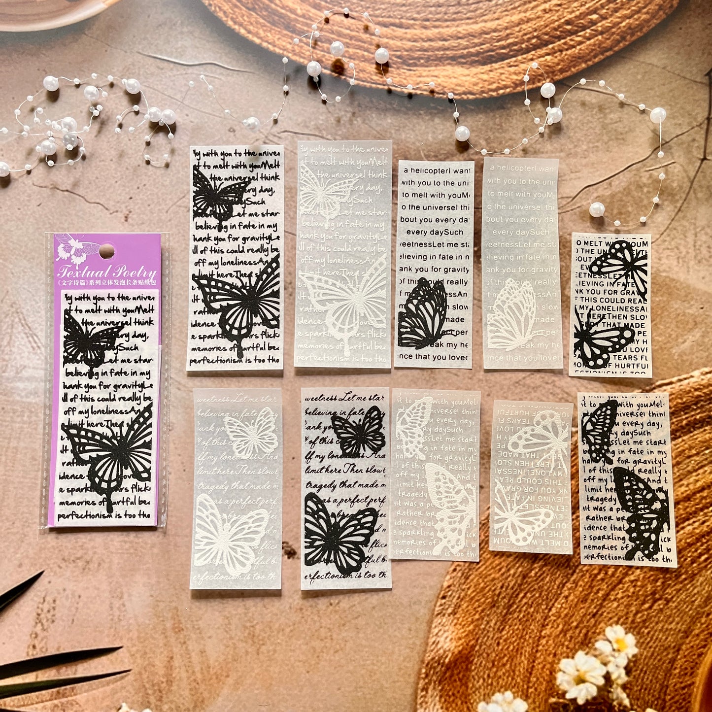 10 Sheets Textual Poetry Series Foam Sticker Pack