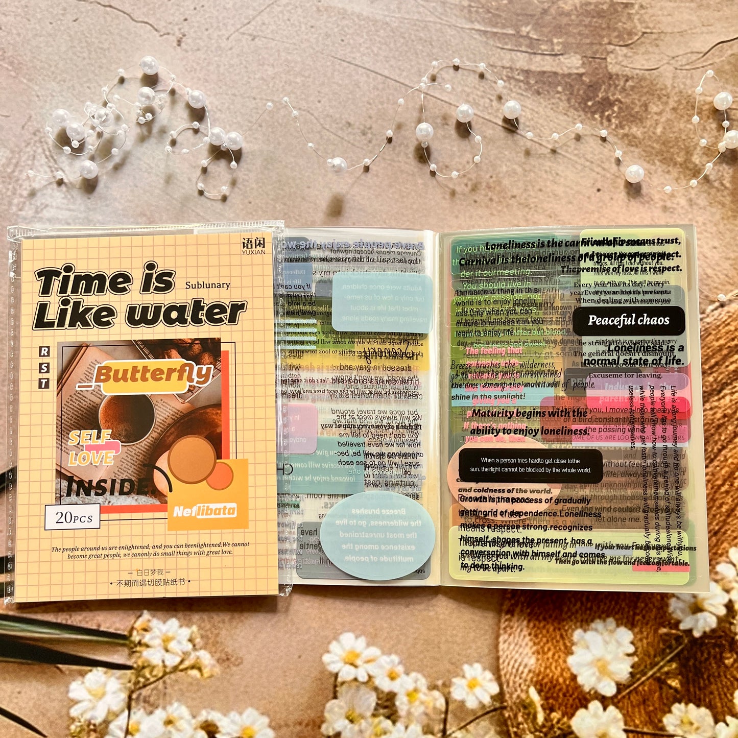 20 Sheets Unexpected Encounter Series English Paragraph text Sticker Booklet