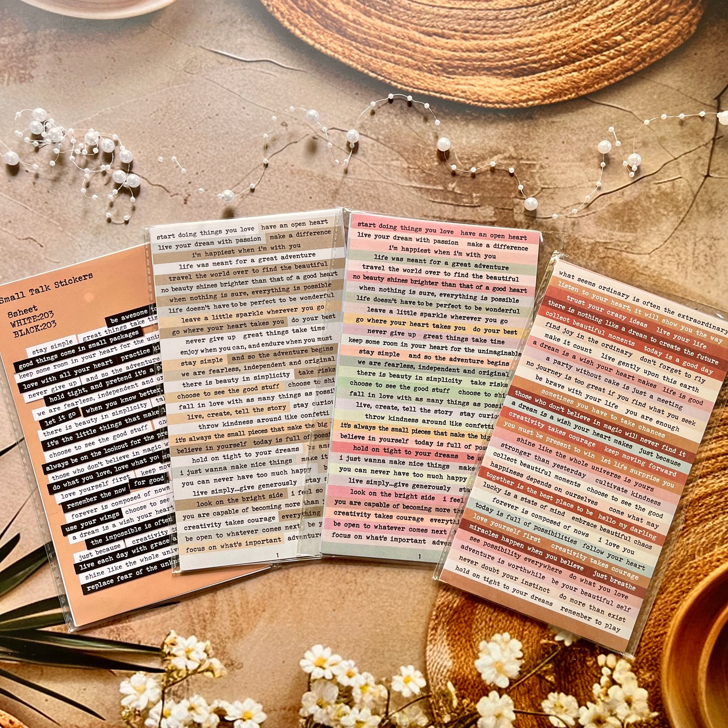 8 sheets/pack Creative Journal Retro Text Sticker Pack