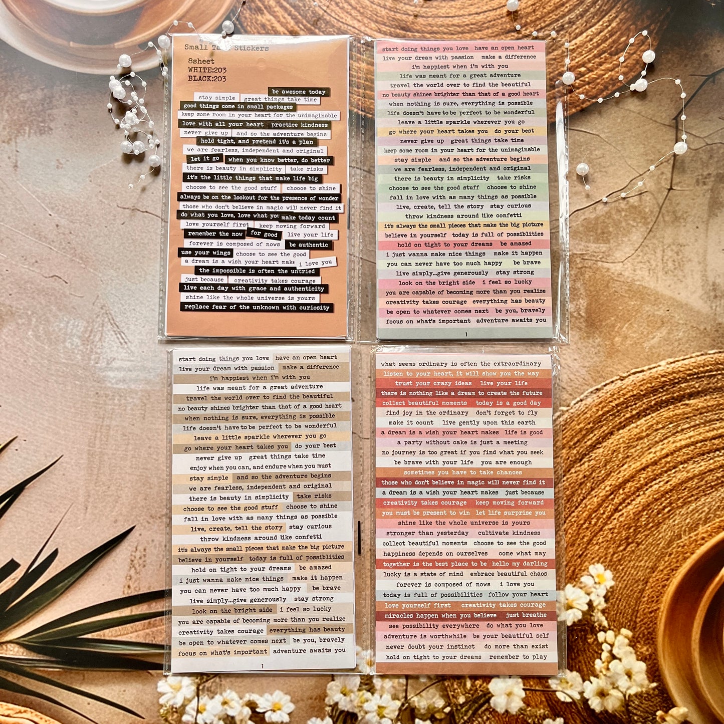 8 sheets/pack Creative Journal Retro Text Sticker Pack