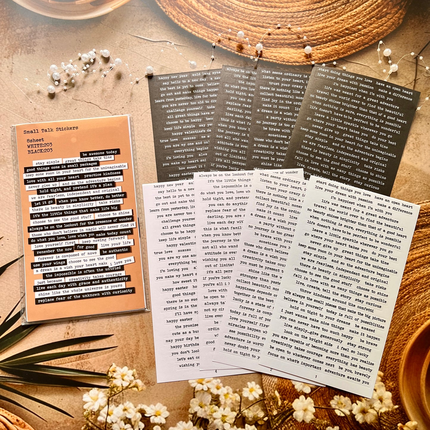 8 sheets/pack Creative Journal Retro Text Sticker Pack