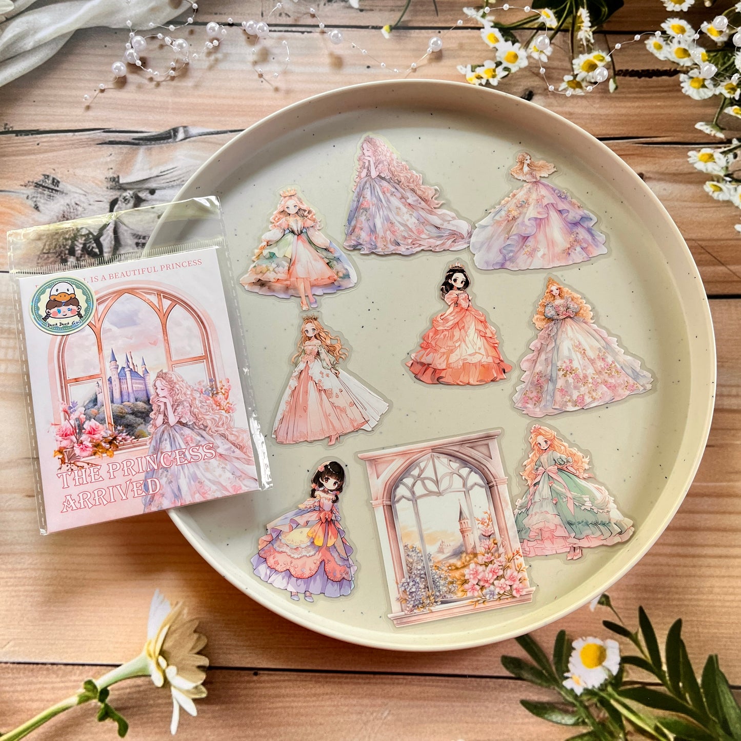 20 Pcs Princess Arrives Series Kawaii Fairy Tale Theme Character Flower PET Sticker