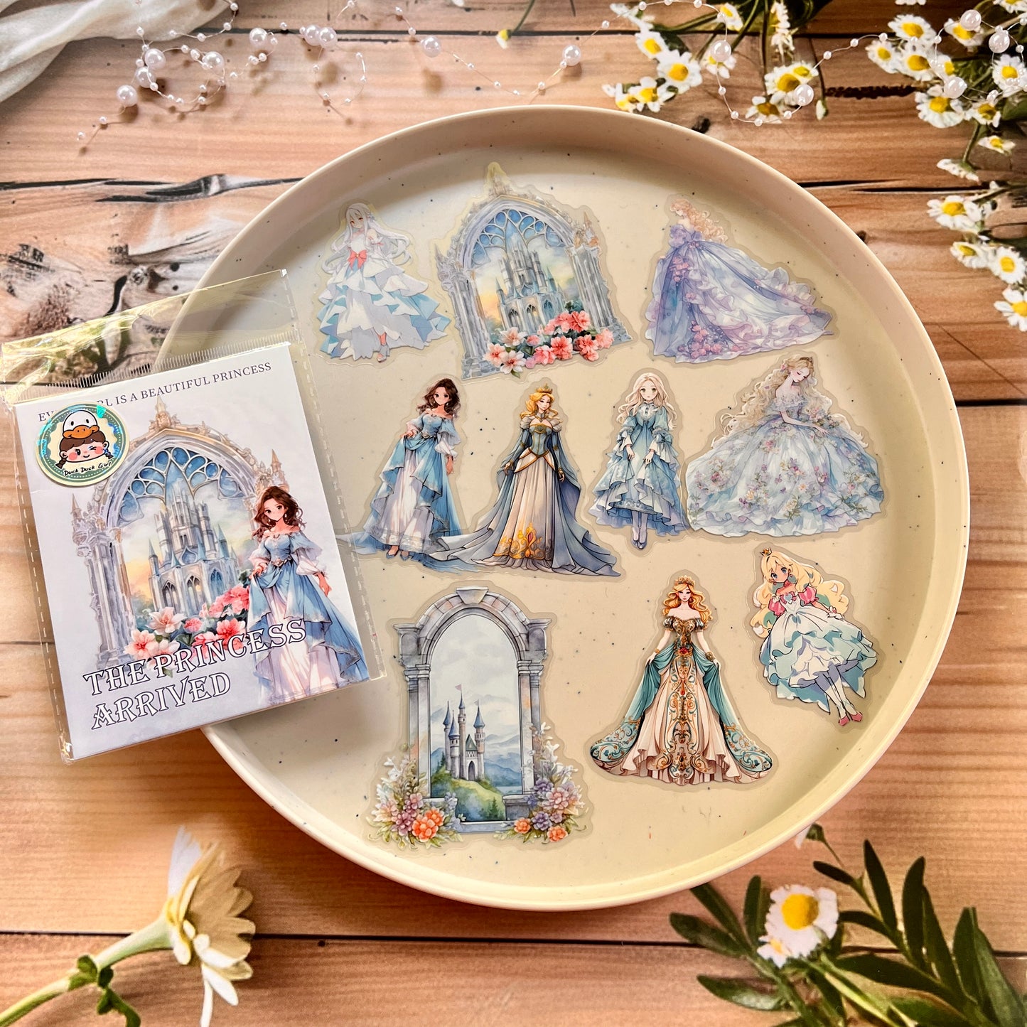 20 Pcs Princess Arrives Series Kawaii Fairy Tale Theme Character Flower PET Sticker
