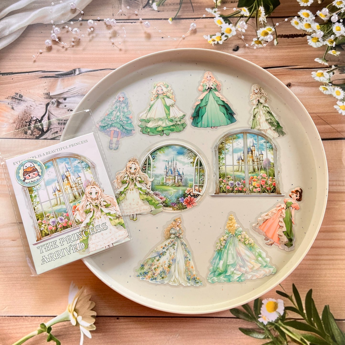 20 Pcs Princess Arrives Series Kawaii Fairy Tale Theme Character Flower PET Sticker