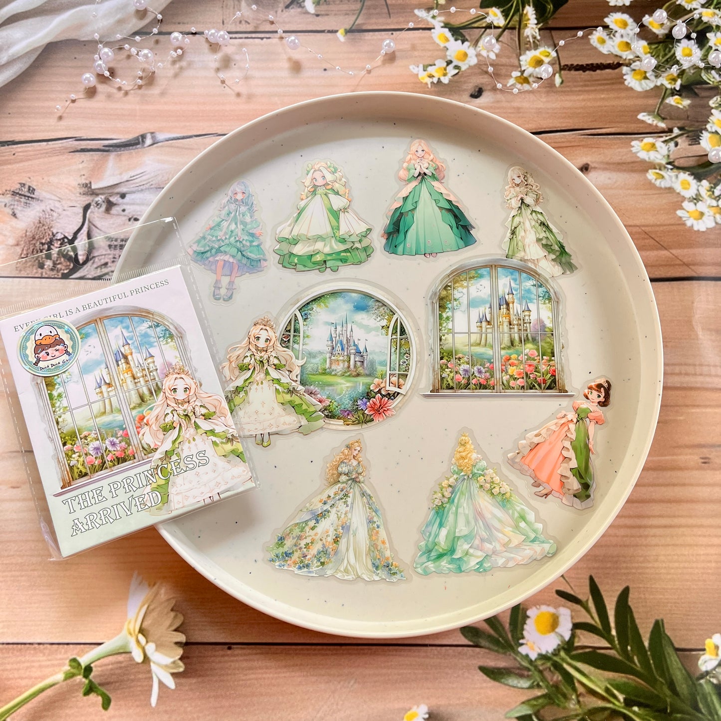 20 Pcs Princess Arrives Series Kawaii Fairy Tale Theme Character Flower PET Sticker