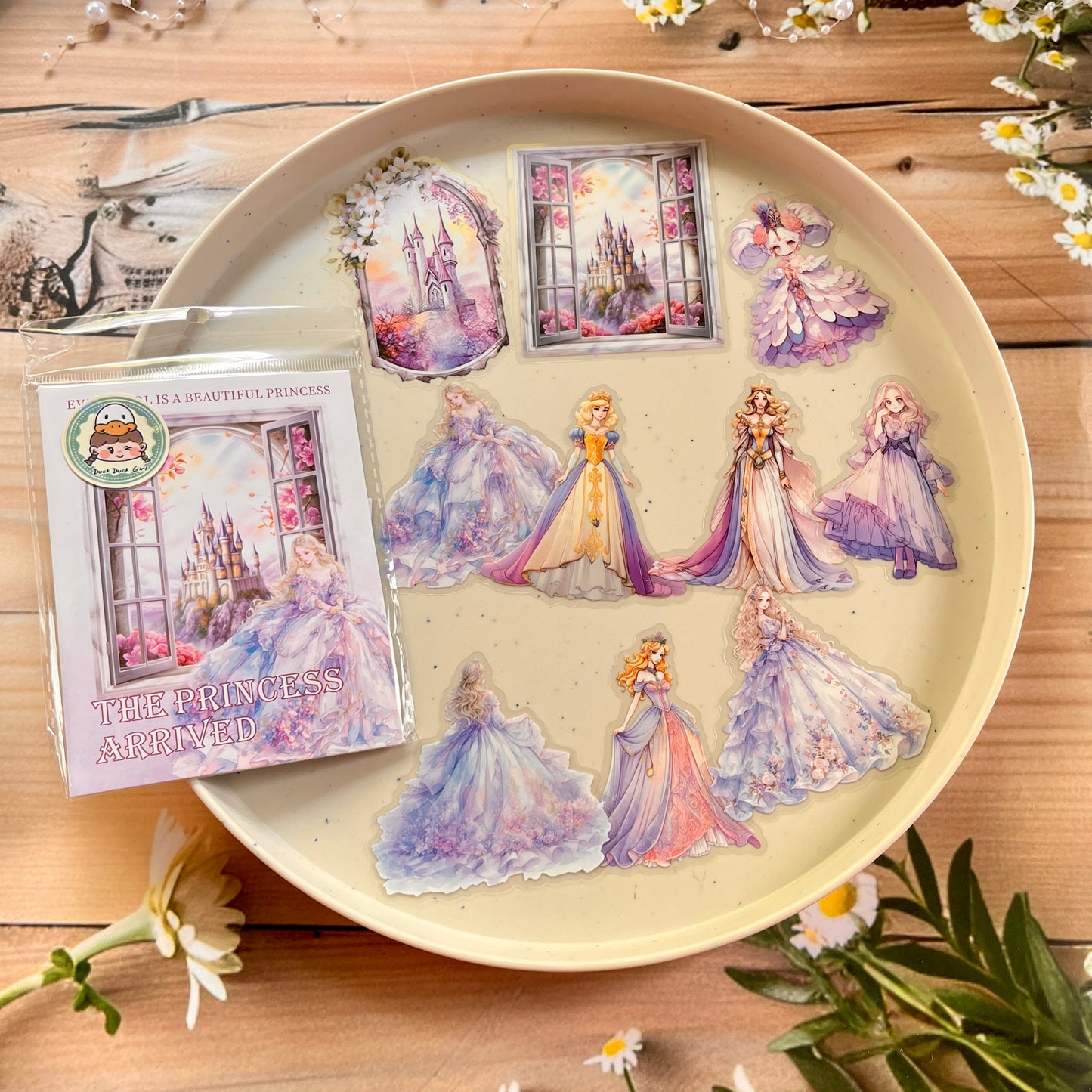 20 Pcs Princess Arrives Series Kawaii Fairy Tale Theme Character Flower PET Sticker