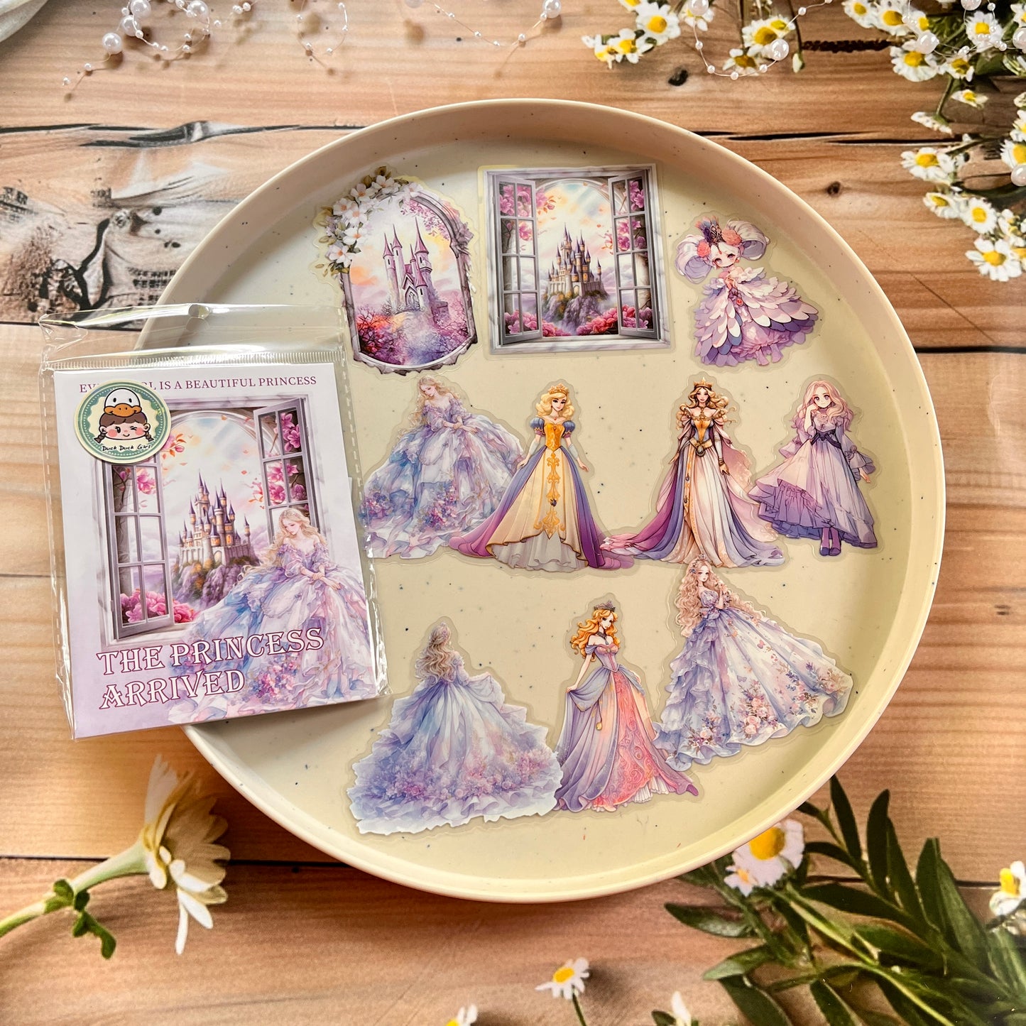 20 Pcs Princess Arrives Series Kawaii Fairy Tale Theme Character Flower PET Sticker