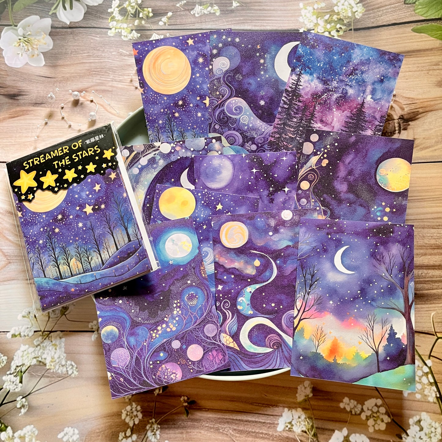 10 Sheets Streamer Star River Series Vintage Cloud Starry Sky Washi Stickers
